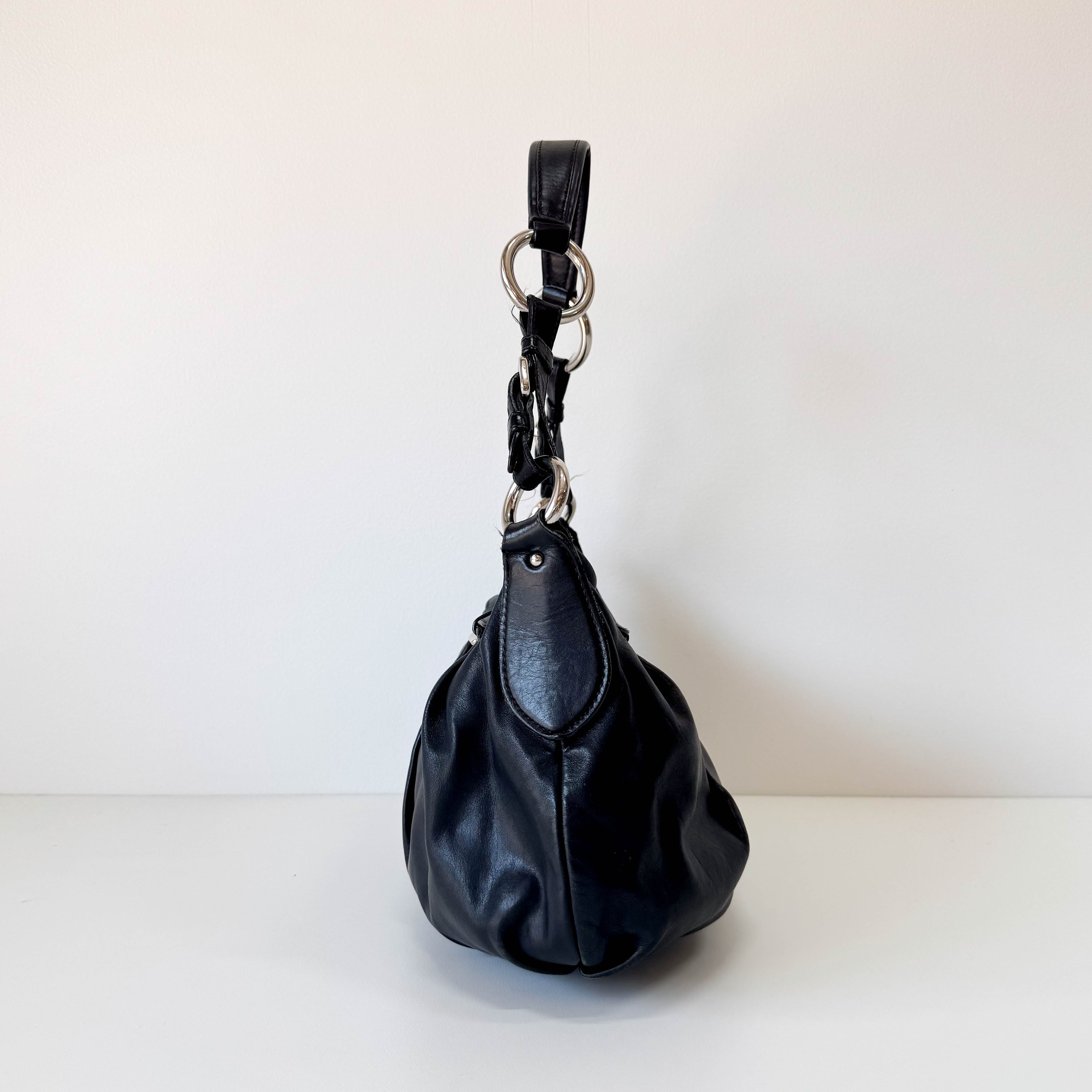 Leather Black Hobo Shoulder Bag