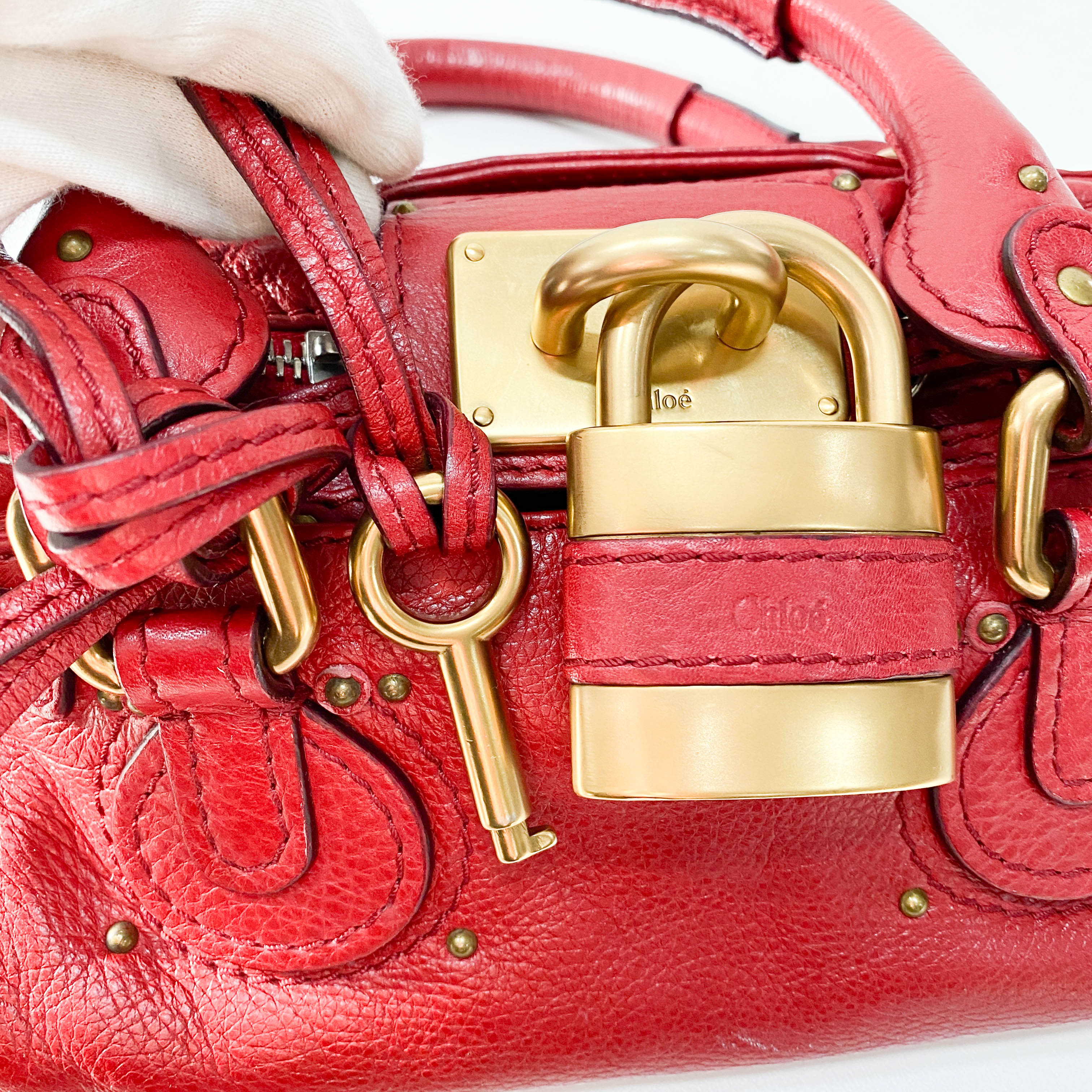 Paddington Small Red Leather Shoulder Bag