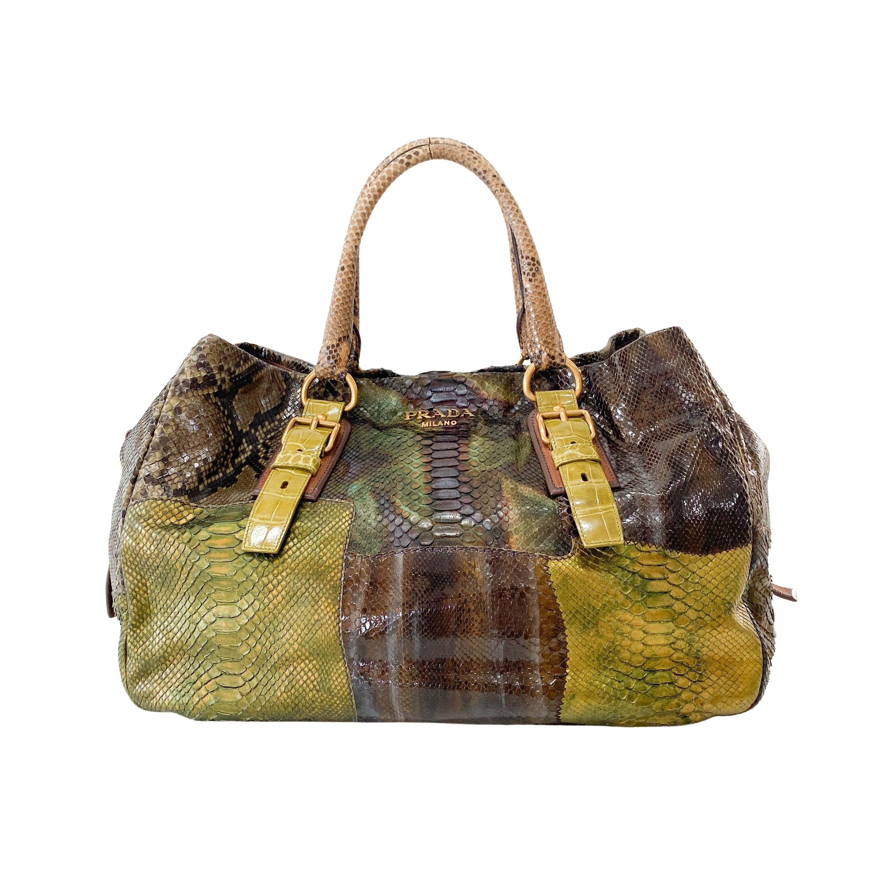 Green Lizard Leather Tote Bag