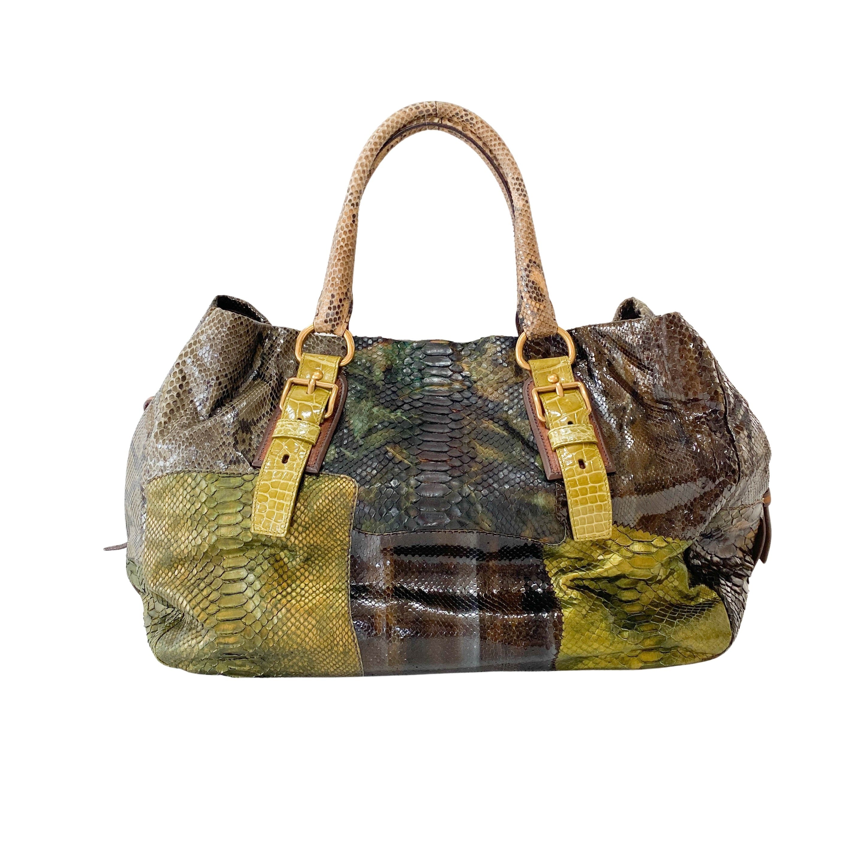 Green Lizard Leather Tote Bag