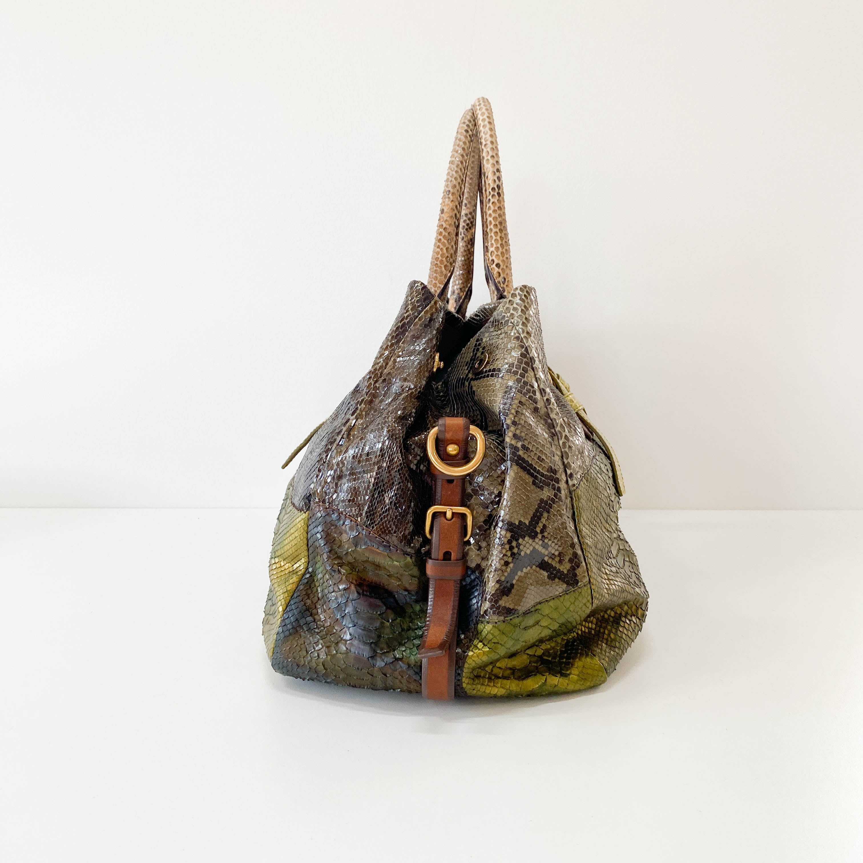 Green Lizard Leather Tote Bag