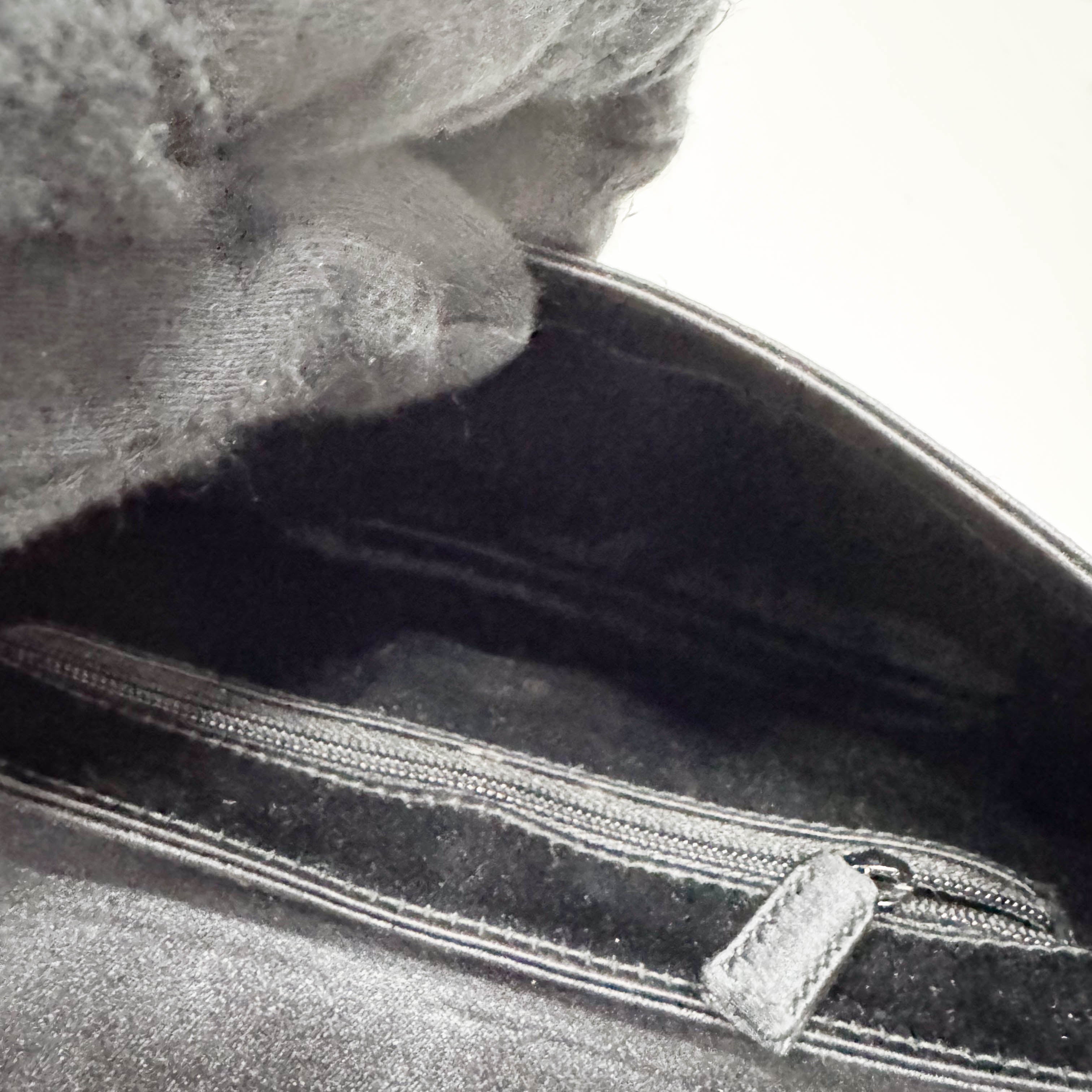 Jackie Mini Black Satin Bamboo Handle Handbag