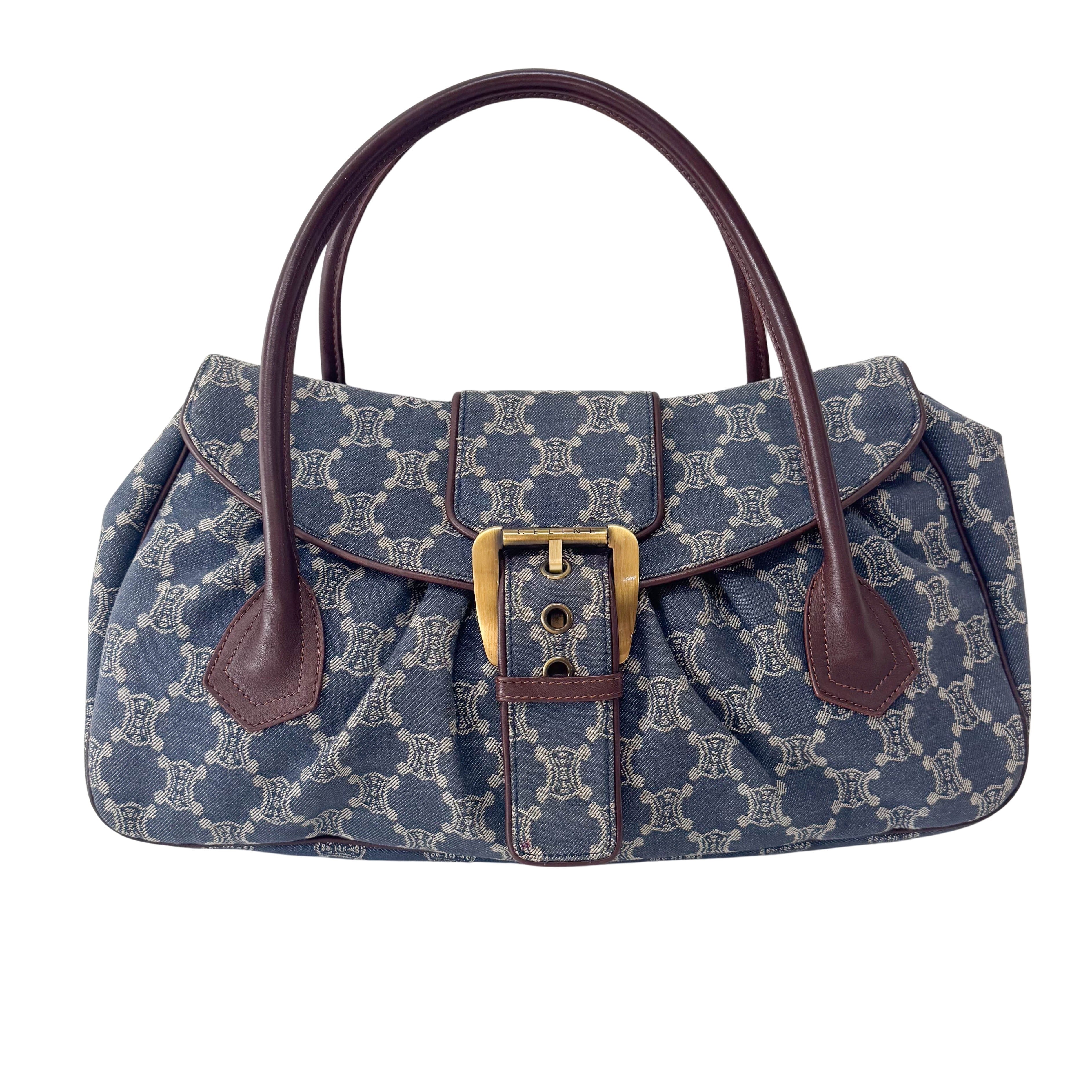 Paris Macadam Denim Shoulder Bag
