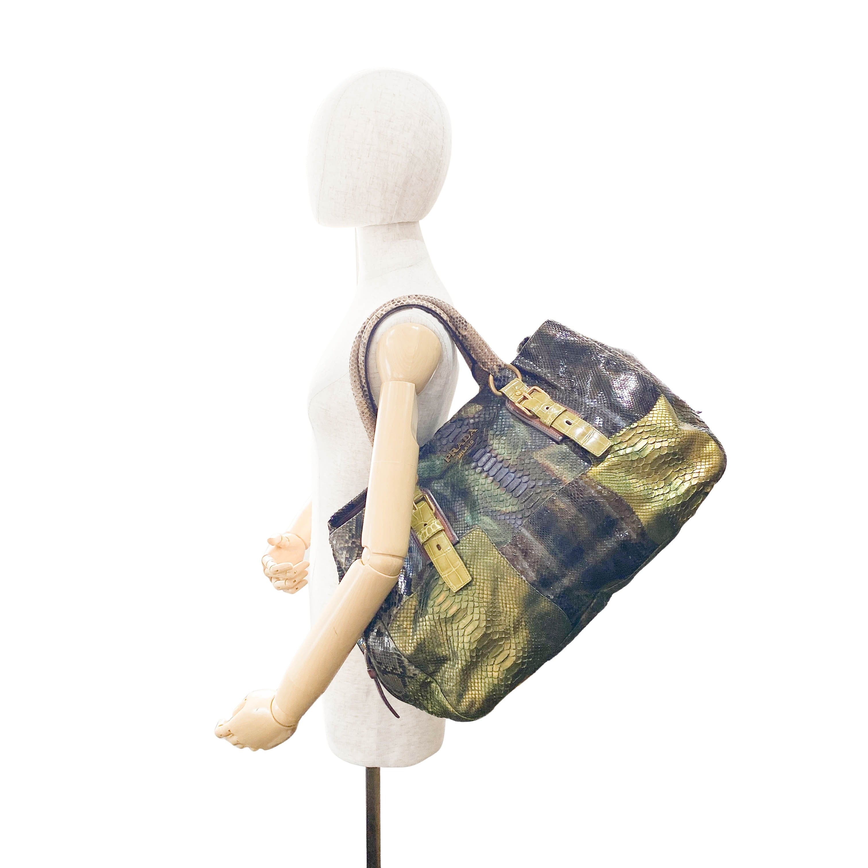 Green Lizard Leather Tote Bag