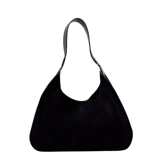 Black Suede Hobo Shoulder Bag