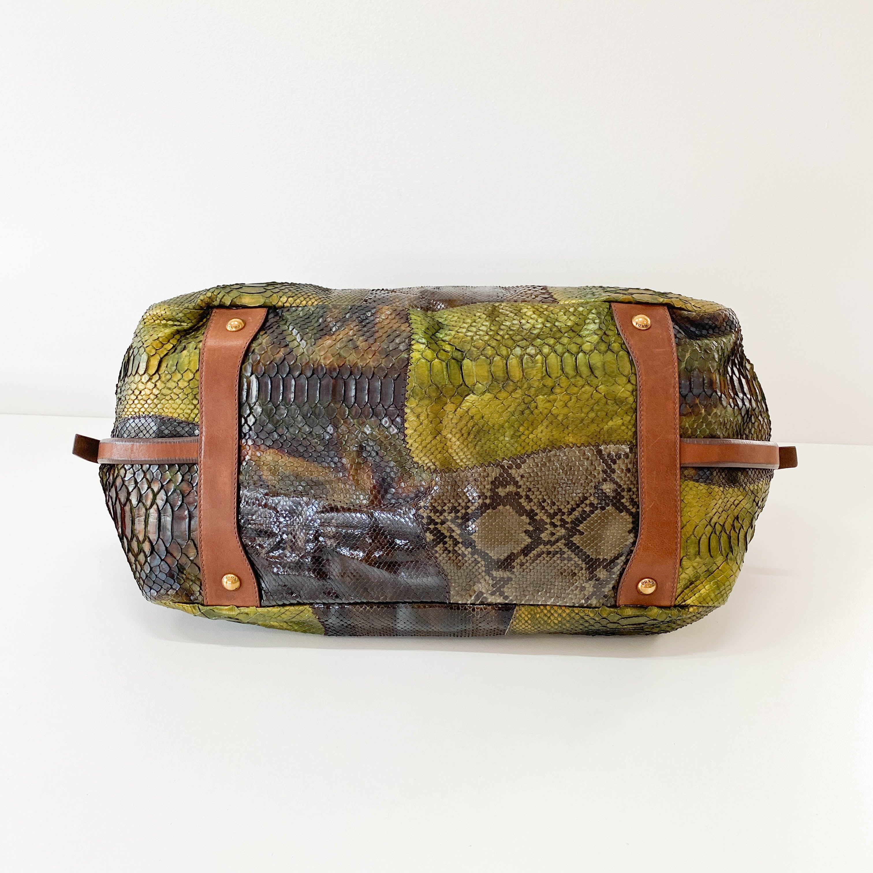 Green Lizard Leather Tote Bag