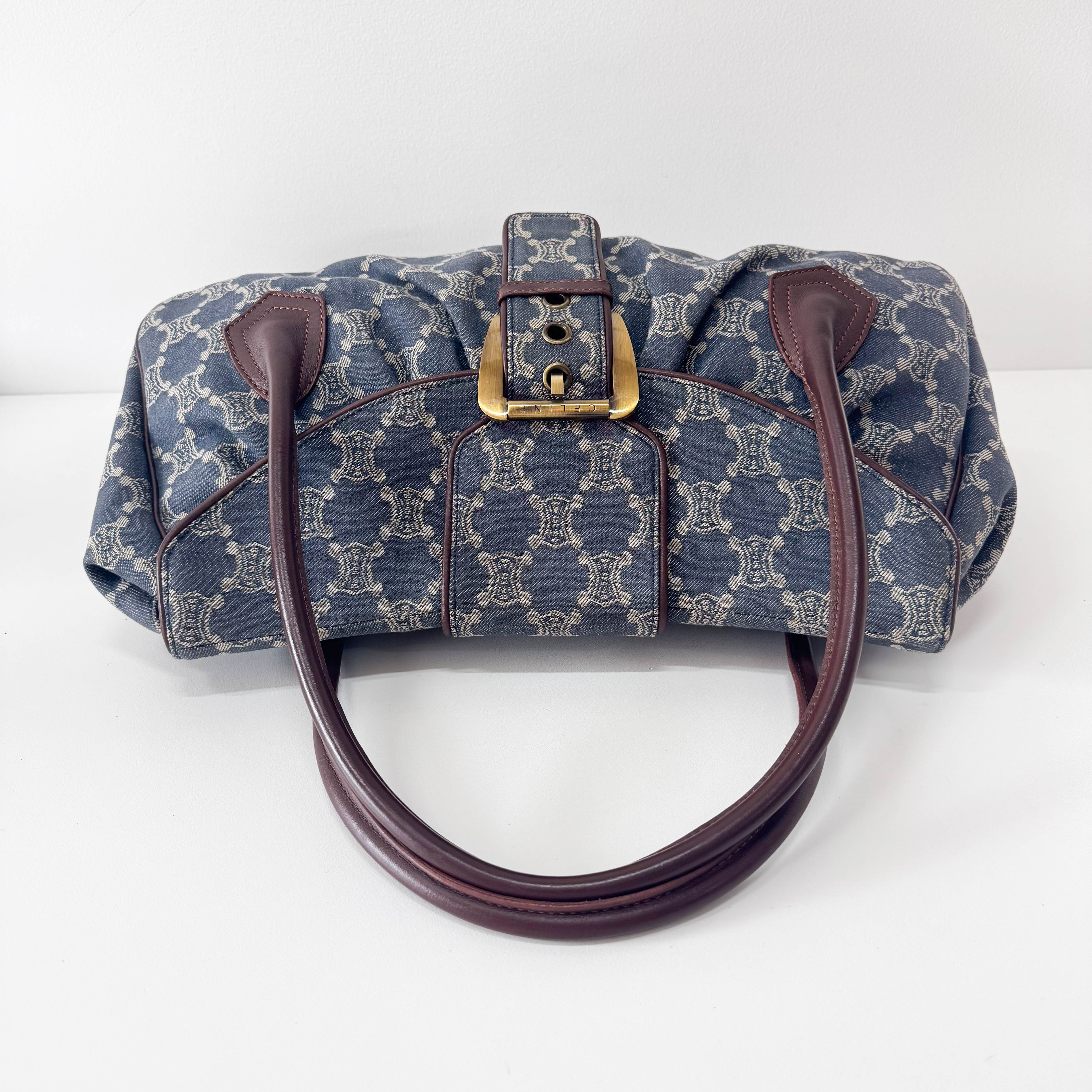 Paris Macadam Denim Shoulder Bag