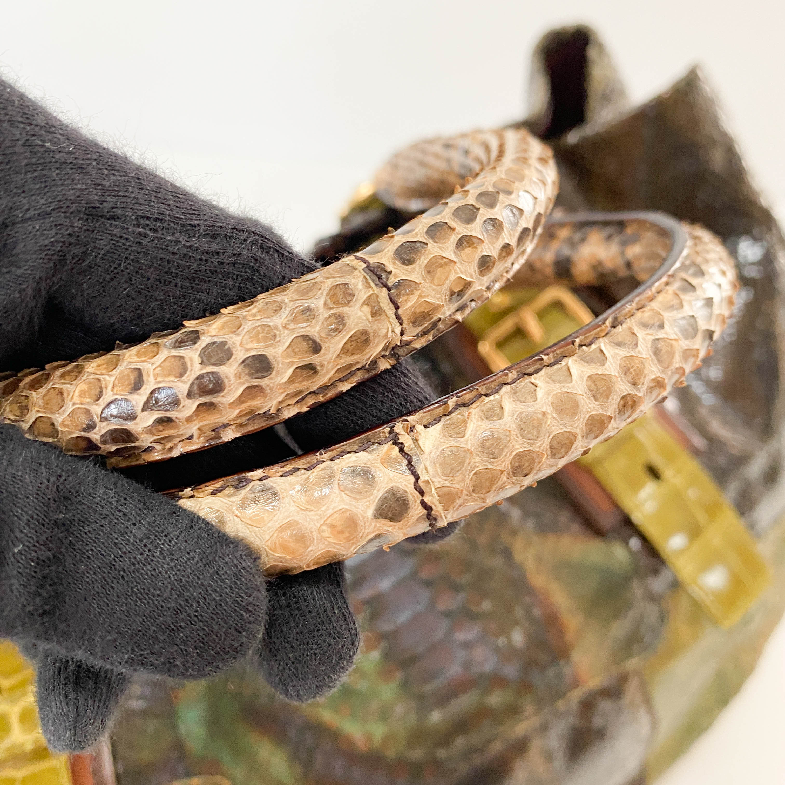 Green Lizard Leather Tote Bag