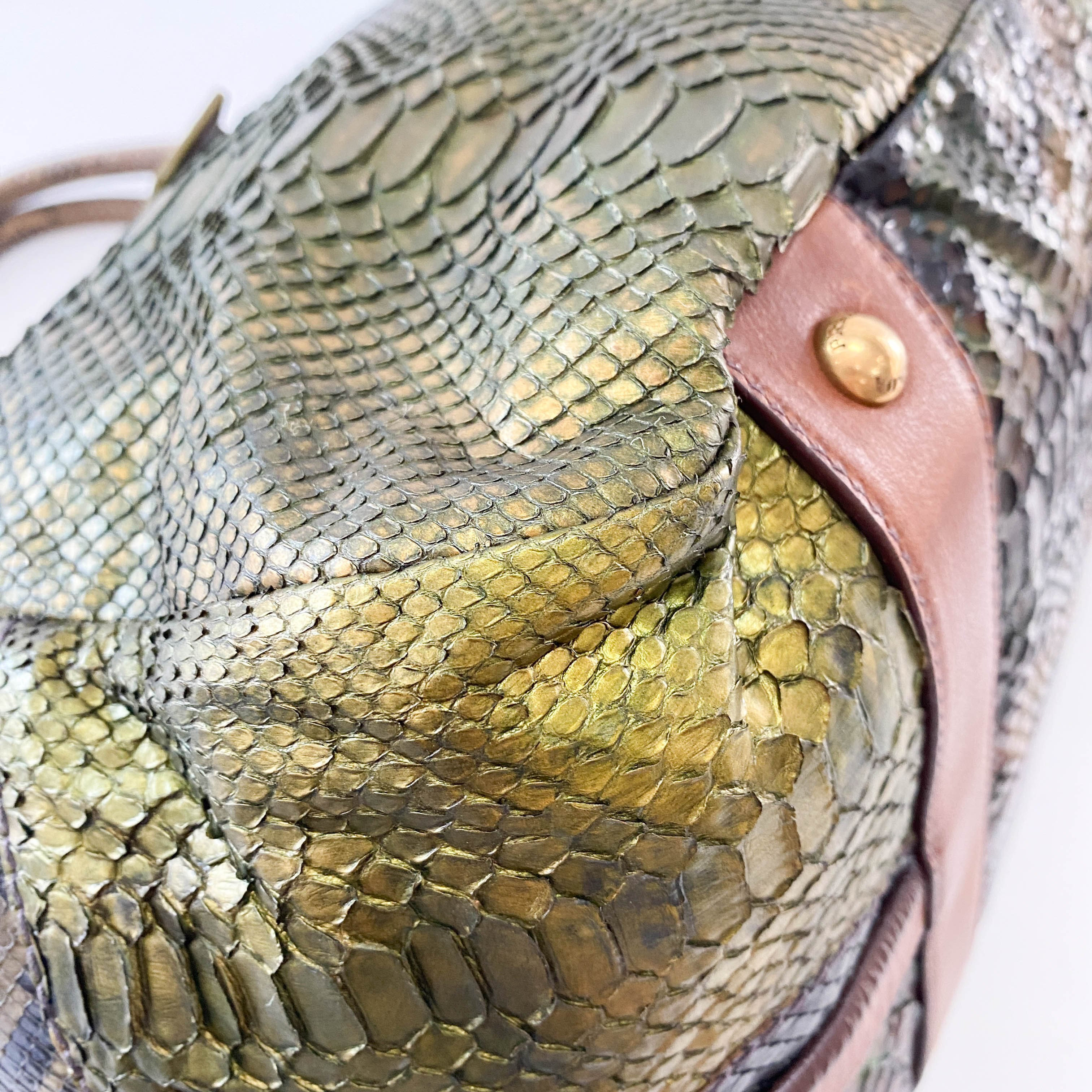 Green Lizard Leather Tote Bag