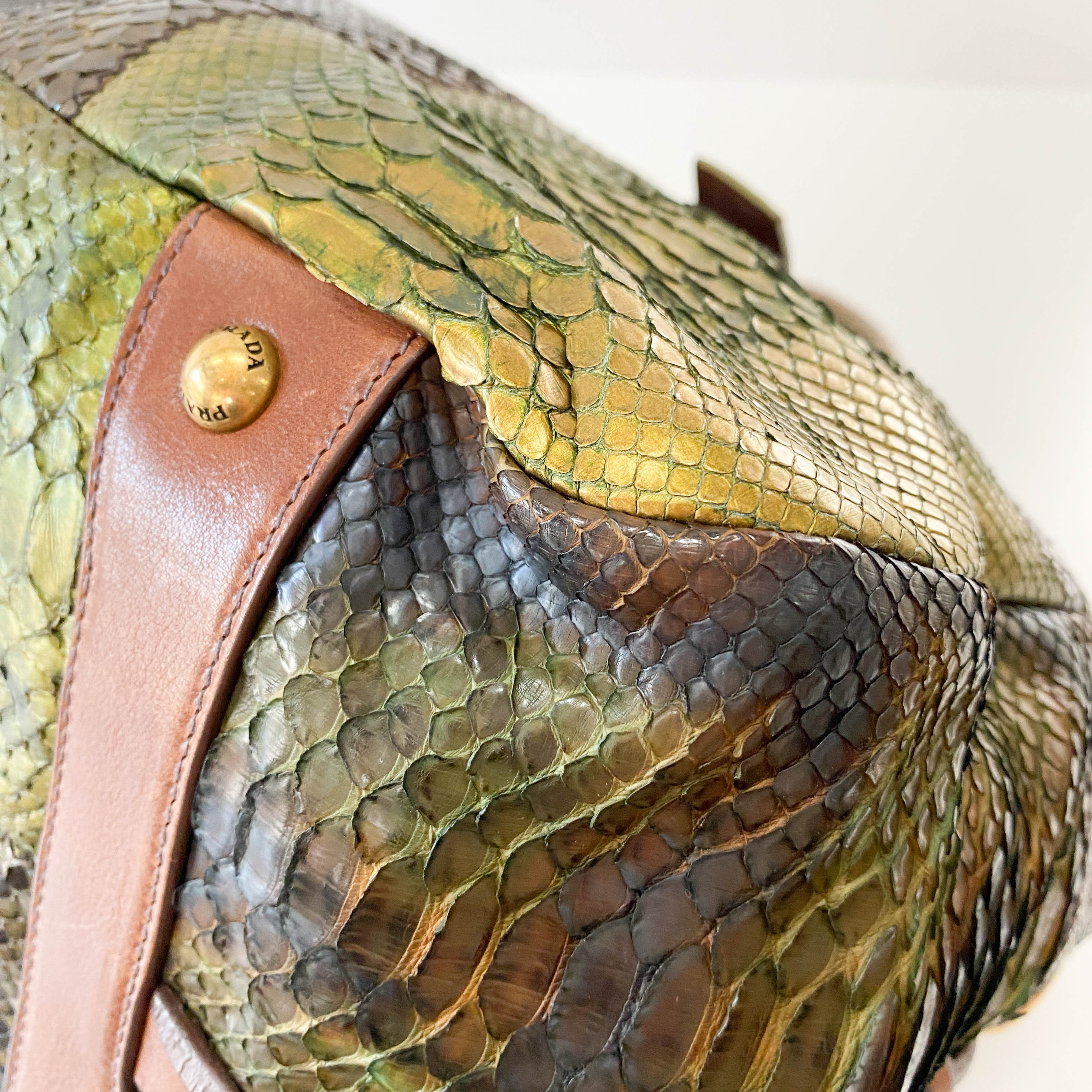Green Lizard Leather Tote Bag