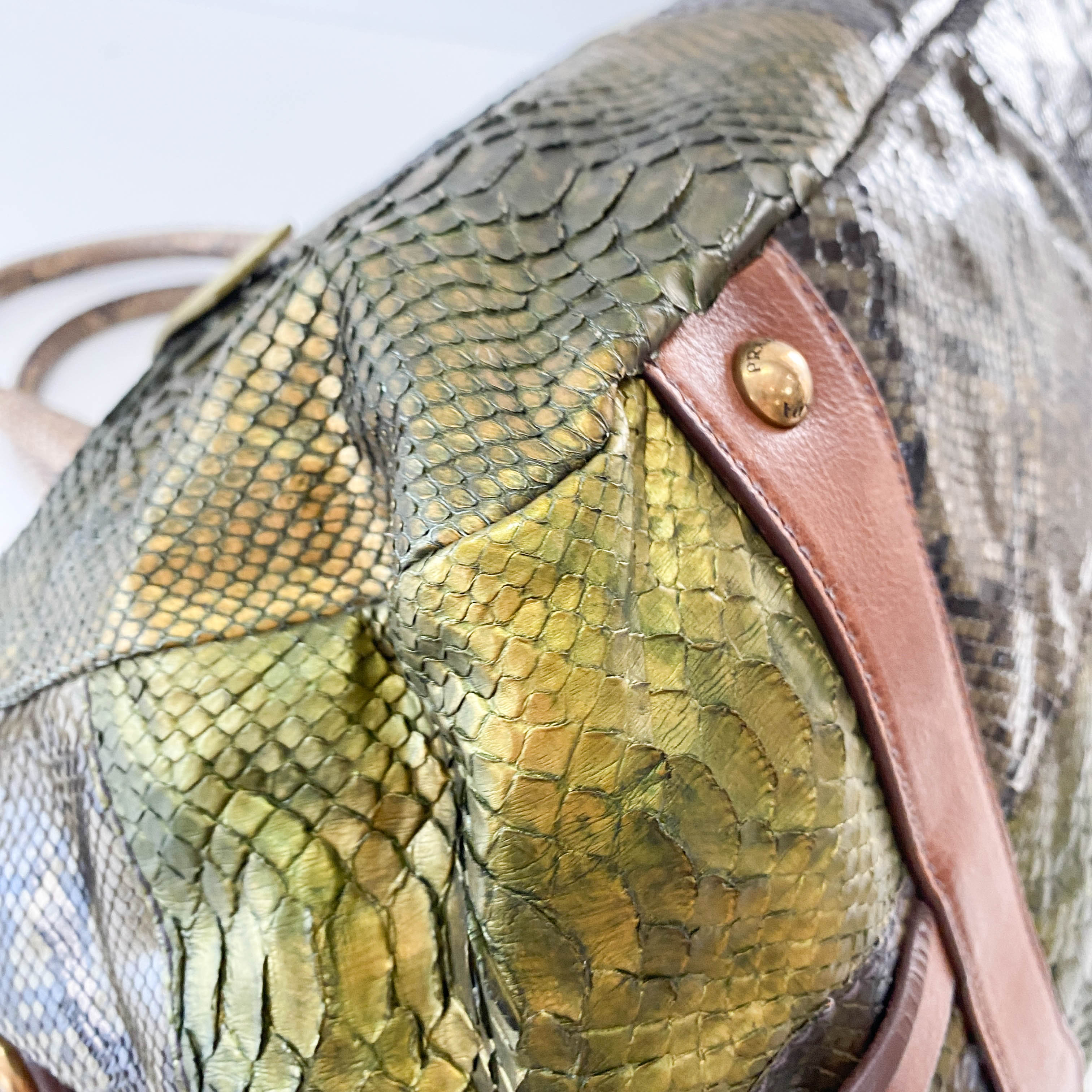 Green Lizard Leather Tote Bag