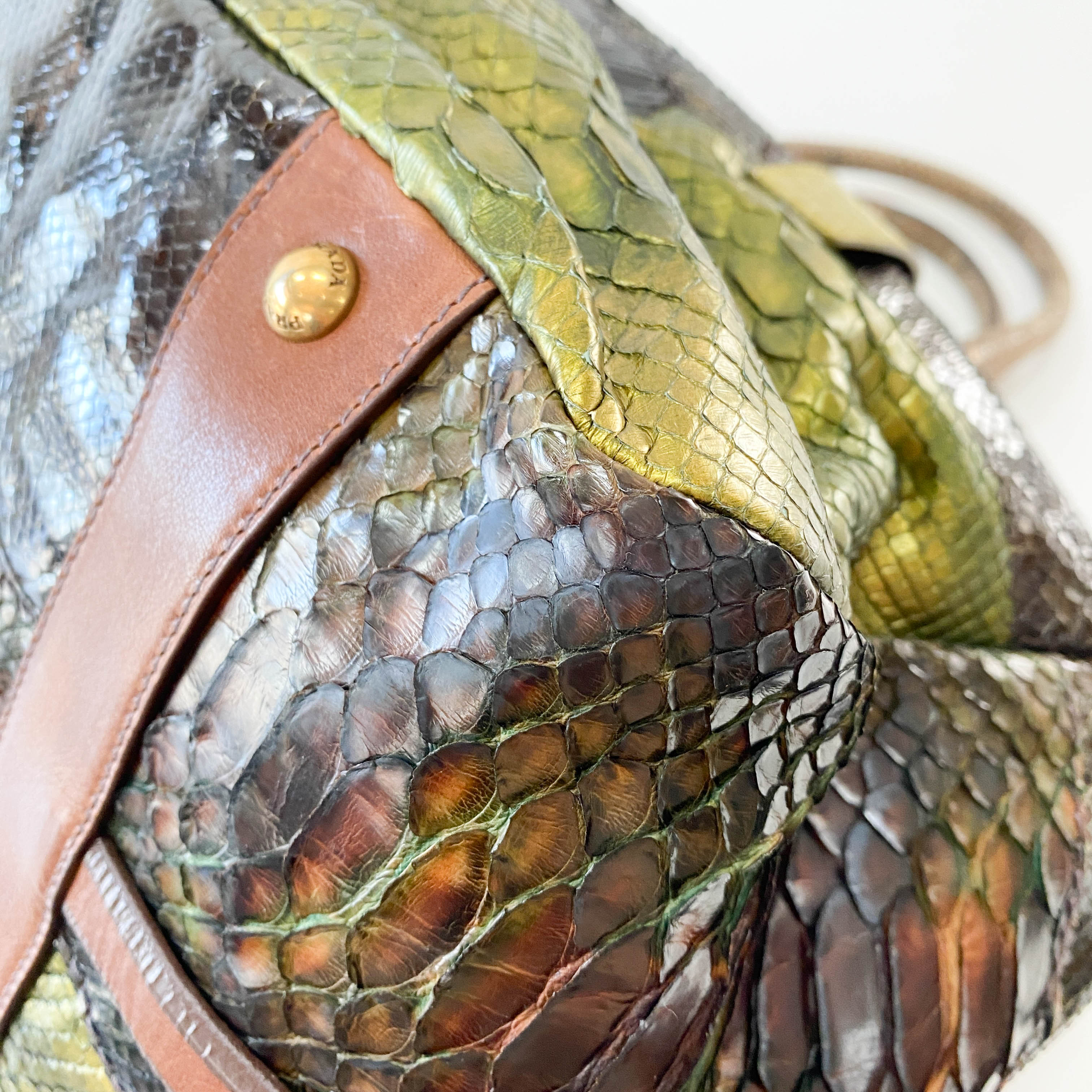 Green Lizard Leather Tote Bag