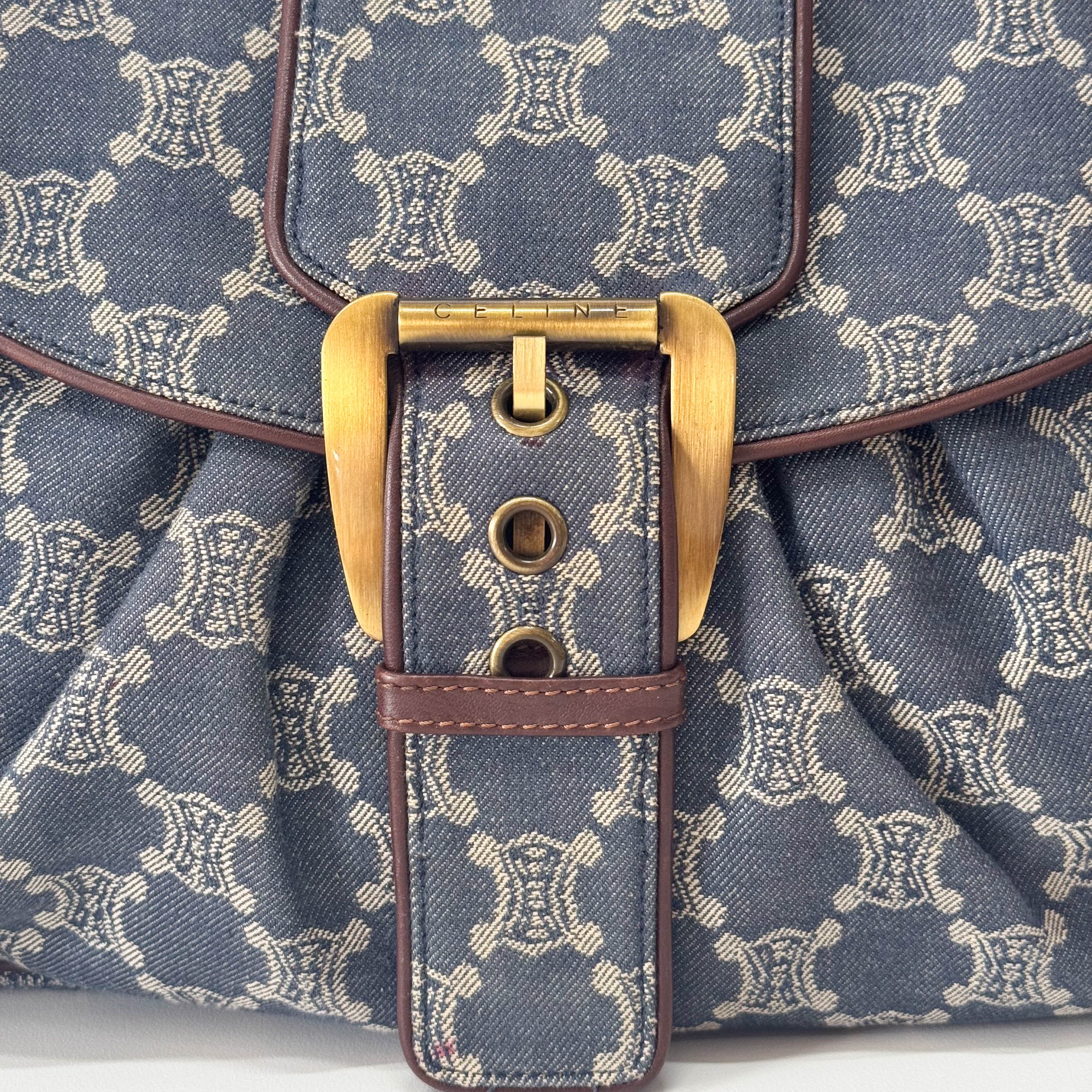 Paris Macadam Denim Shoulder Bag