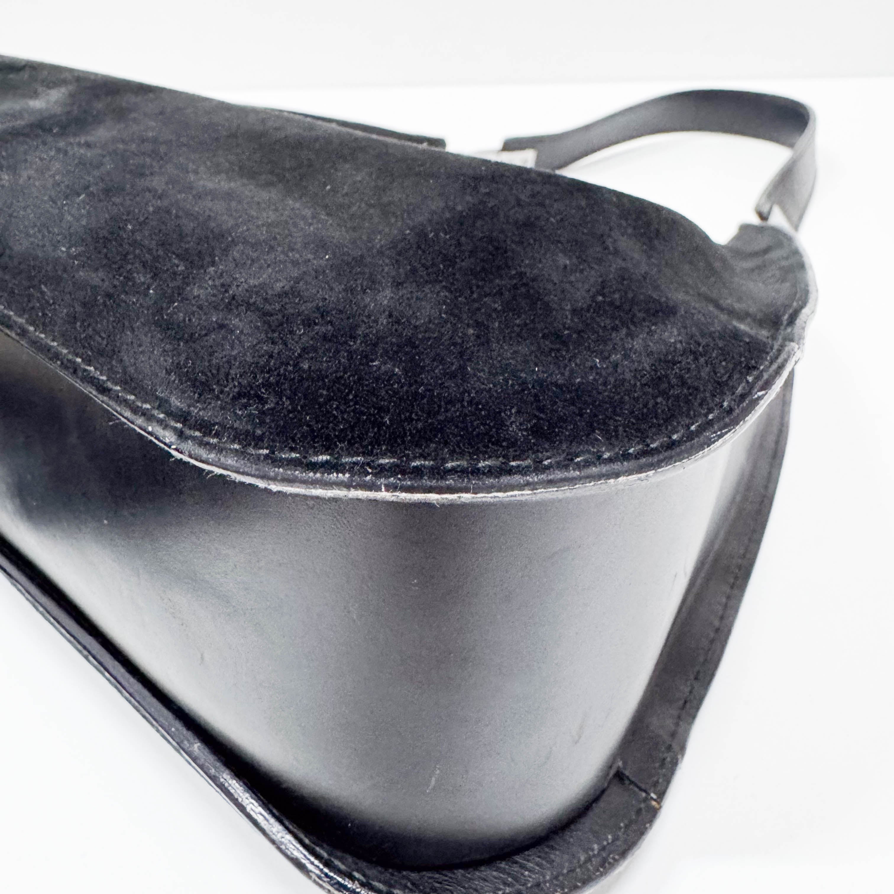 Black Suede Hobo Shoulder Bag