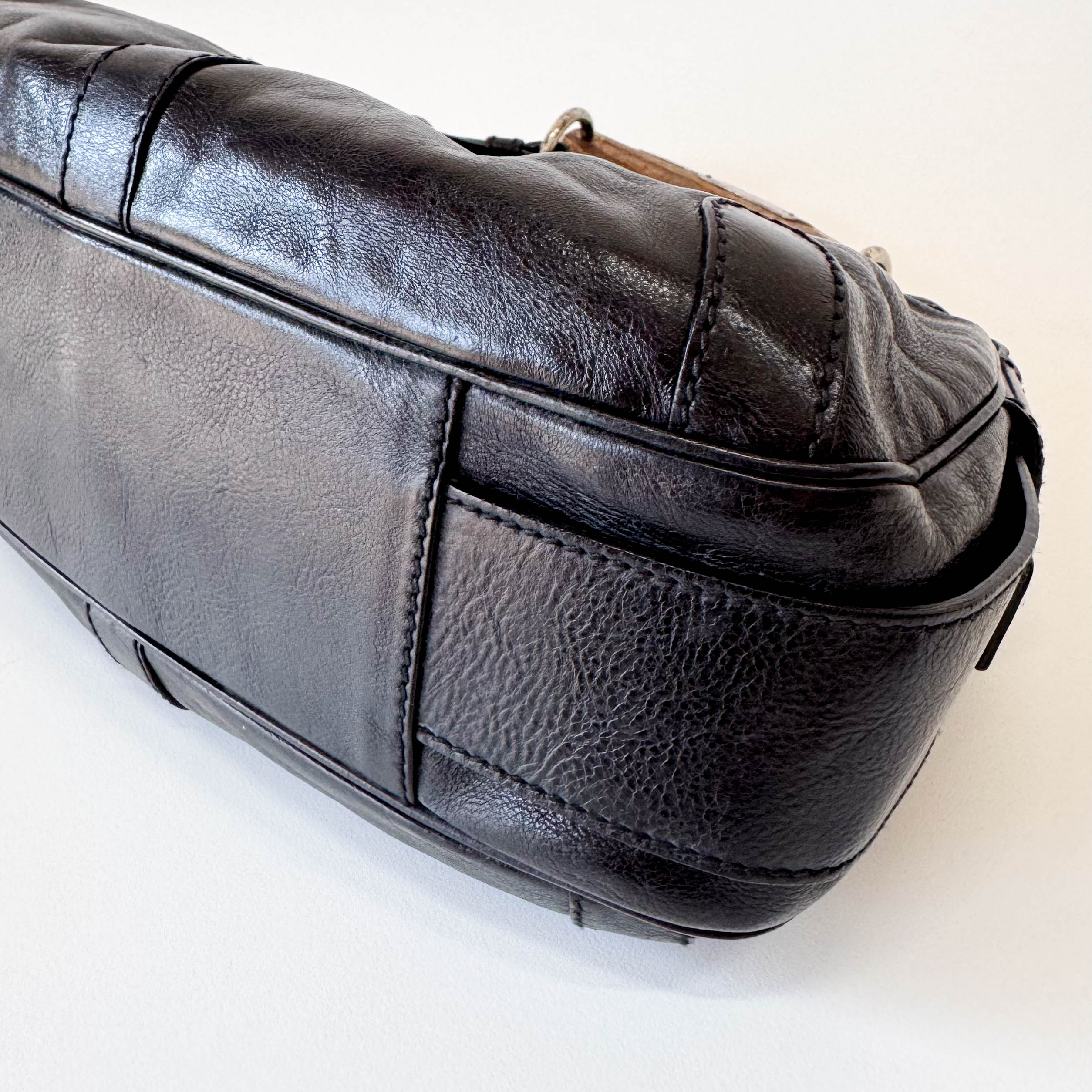 Mini Mombasa Black Leather Shoulder Bag
