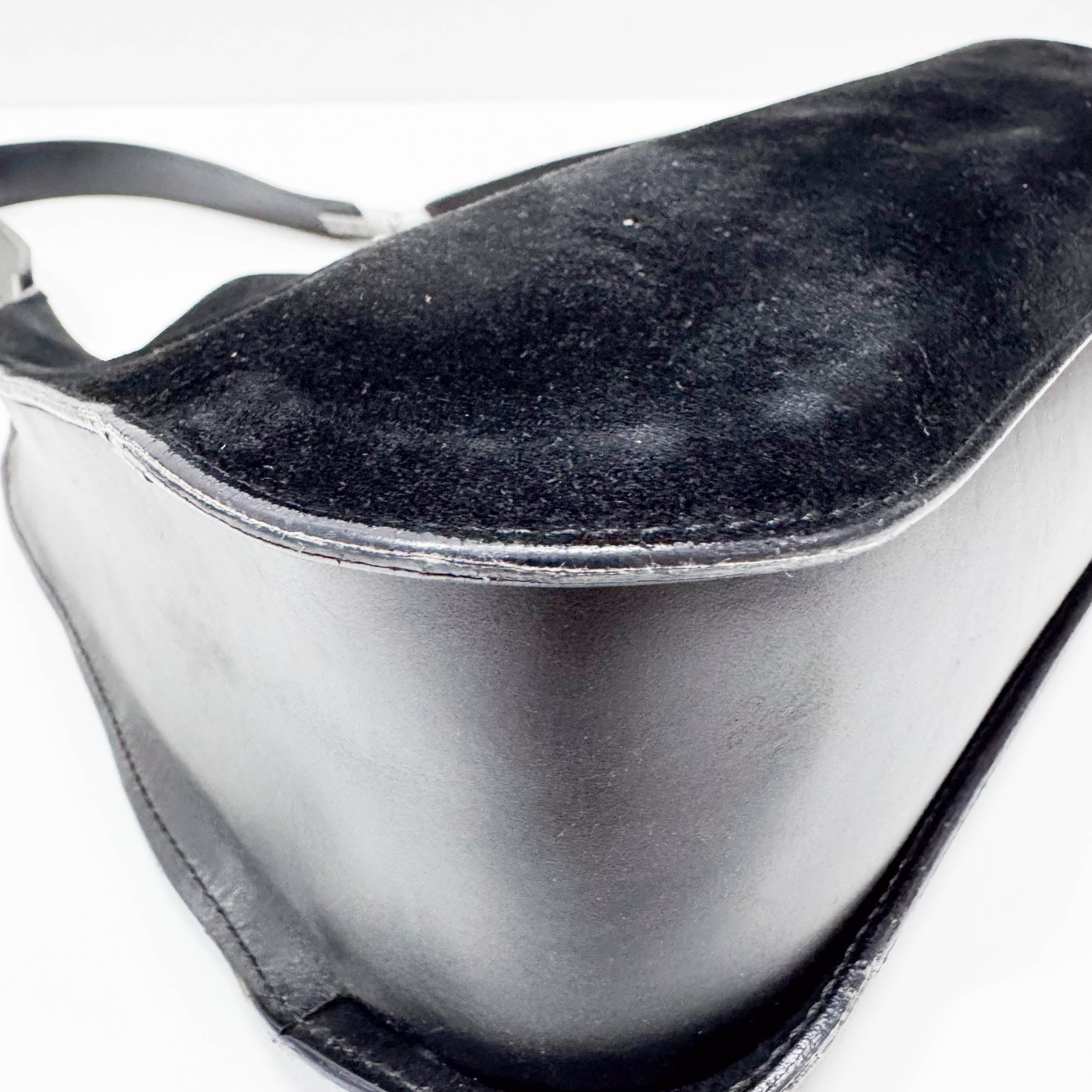 Black Suede Hobo Shoulder Bag