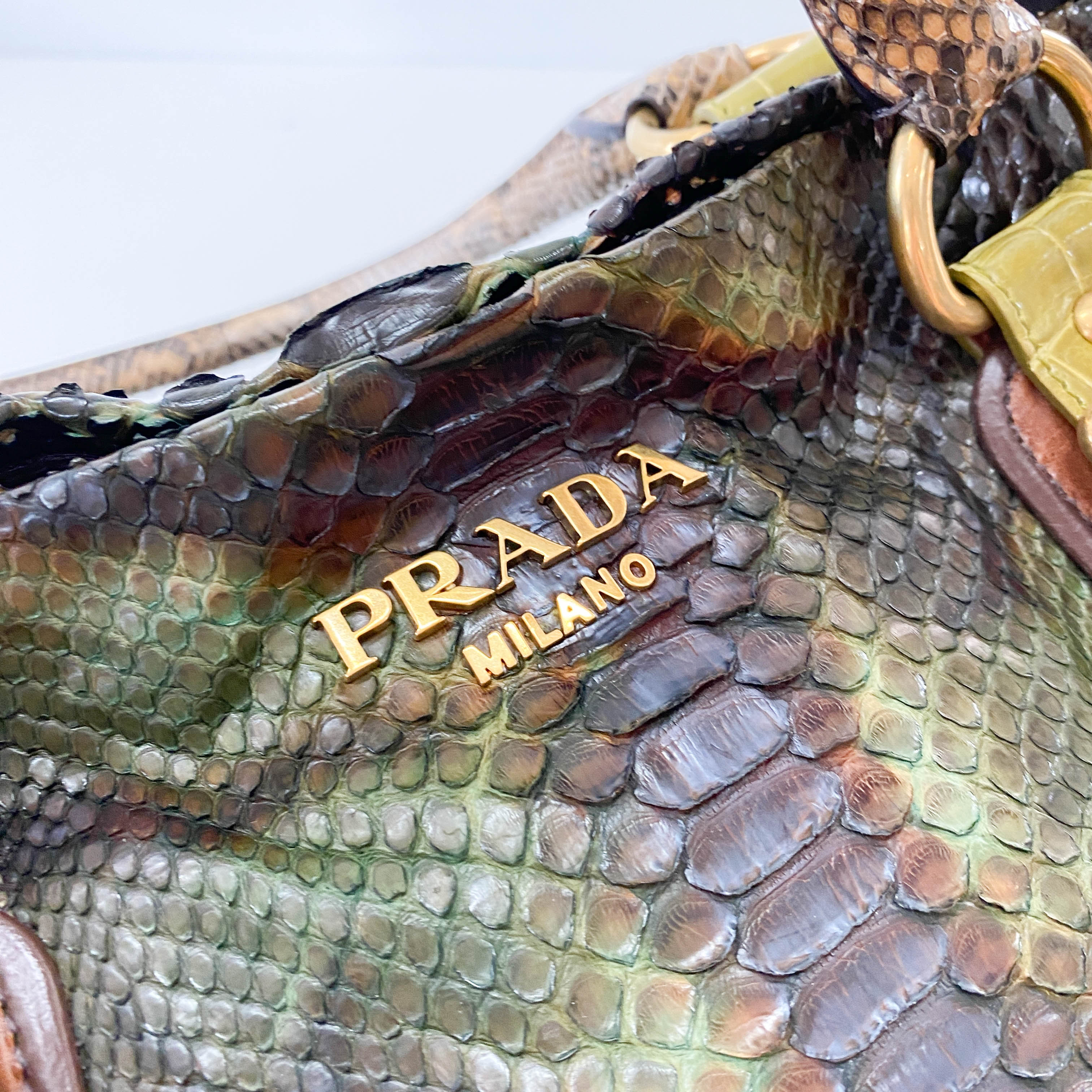 Green Lizard Leather Tote Bag