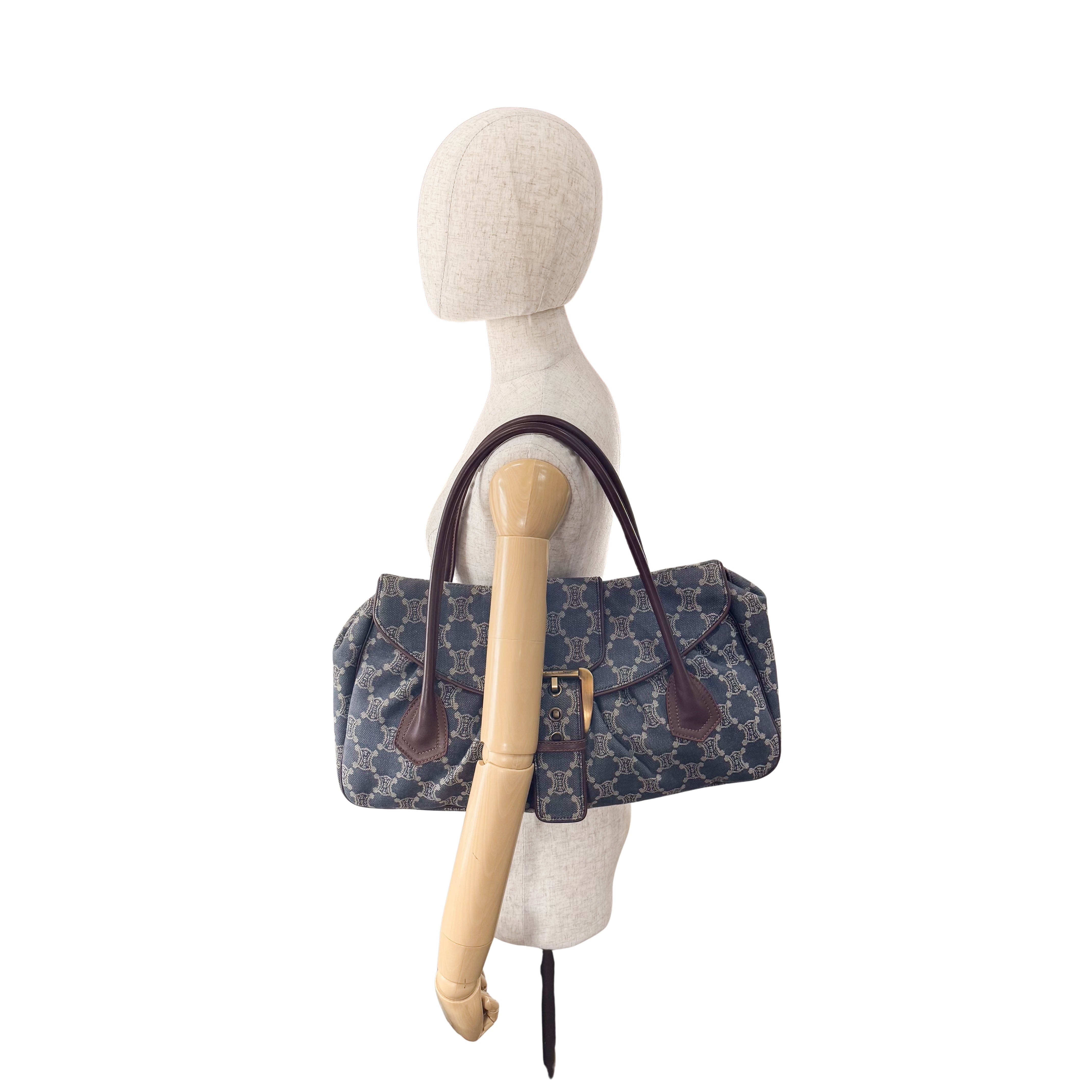 Paris Macadam Denim Shoulder Bag