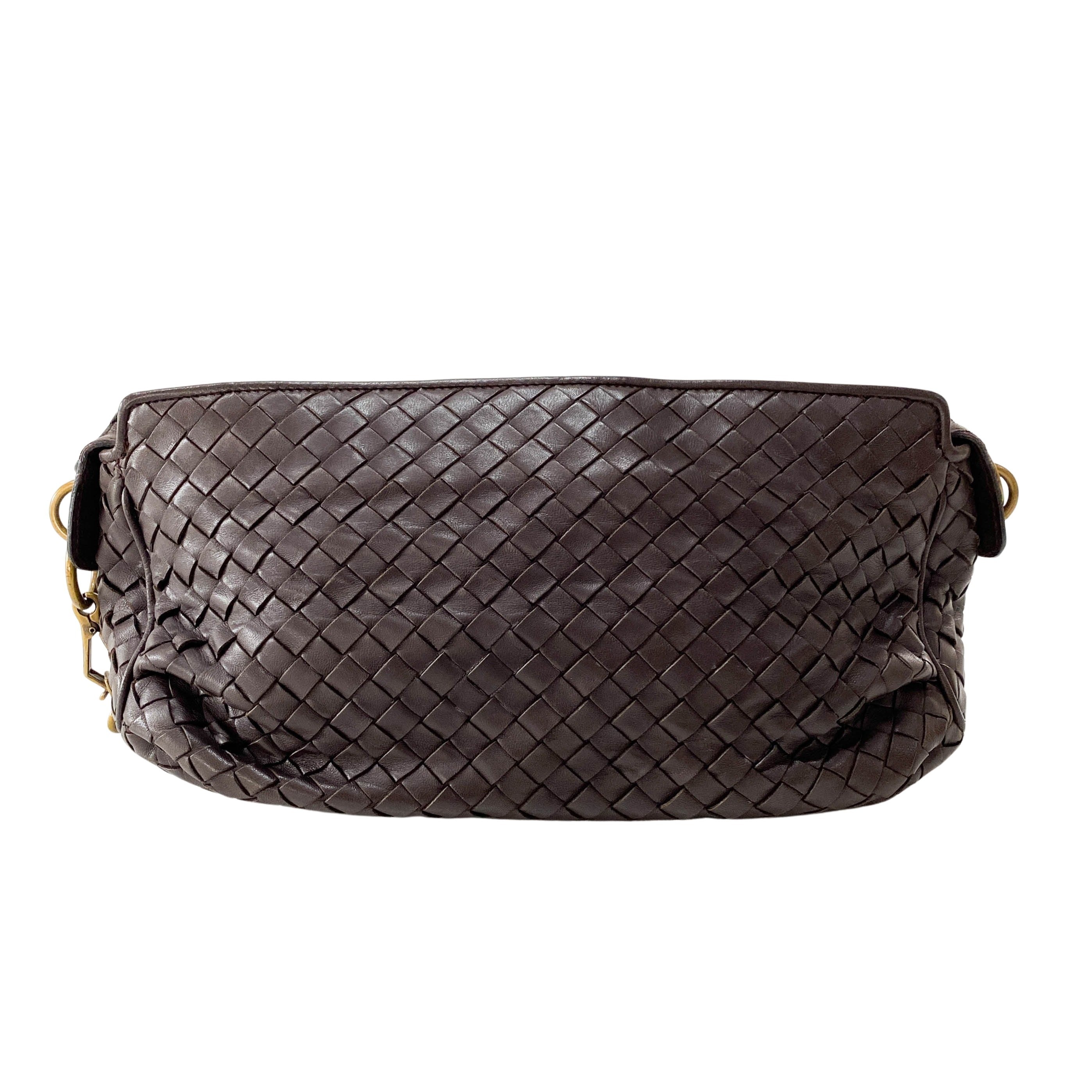 Intrecciato Brown Leather Shoulder Bag