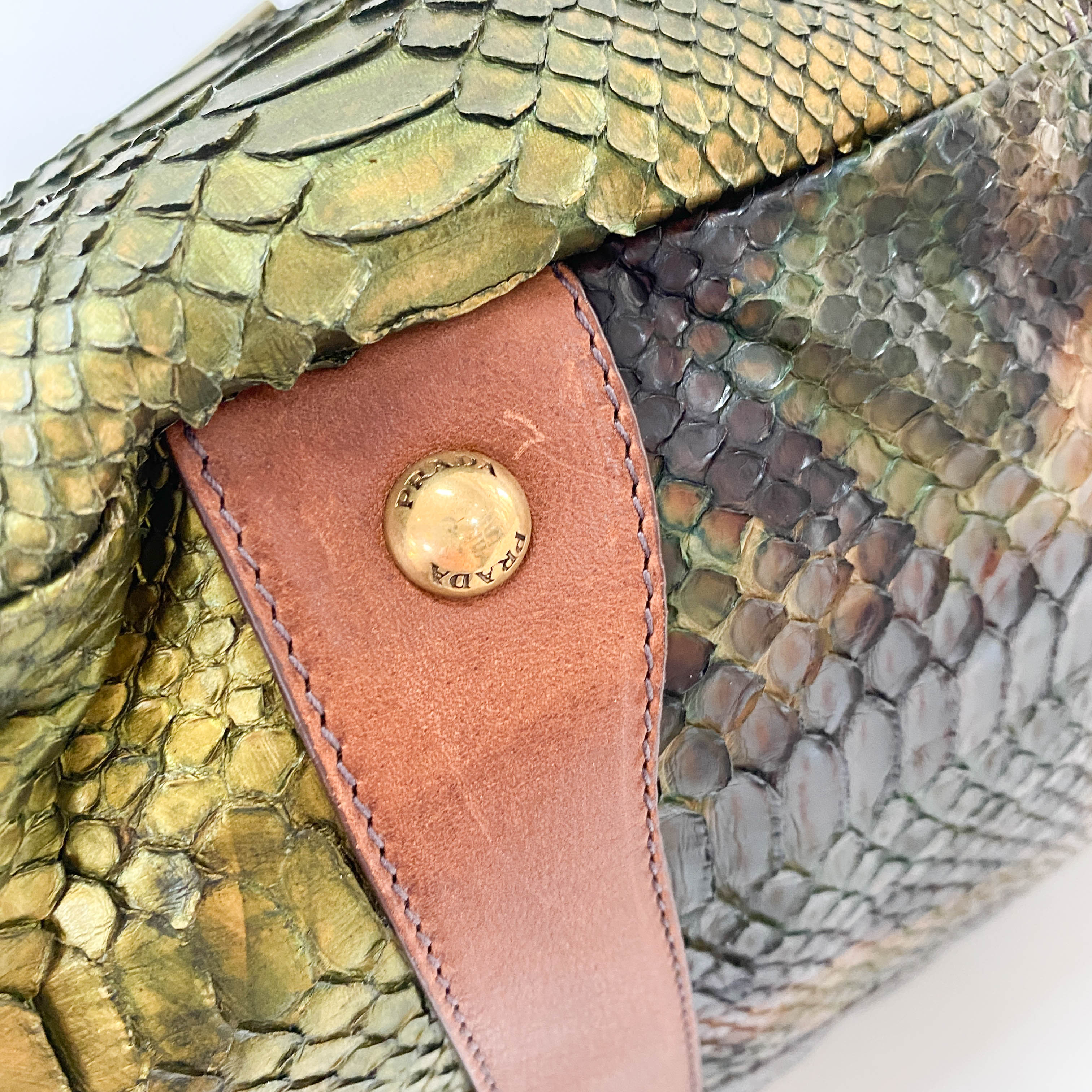 Green Lizard Leather Tote Bag