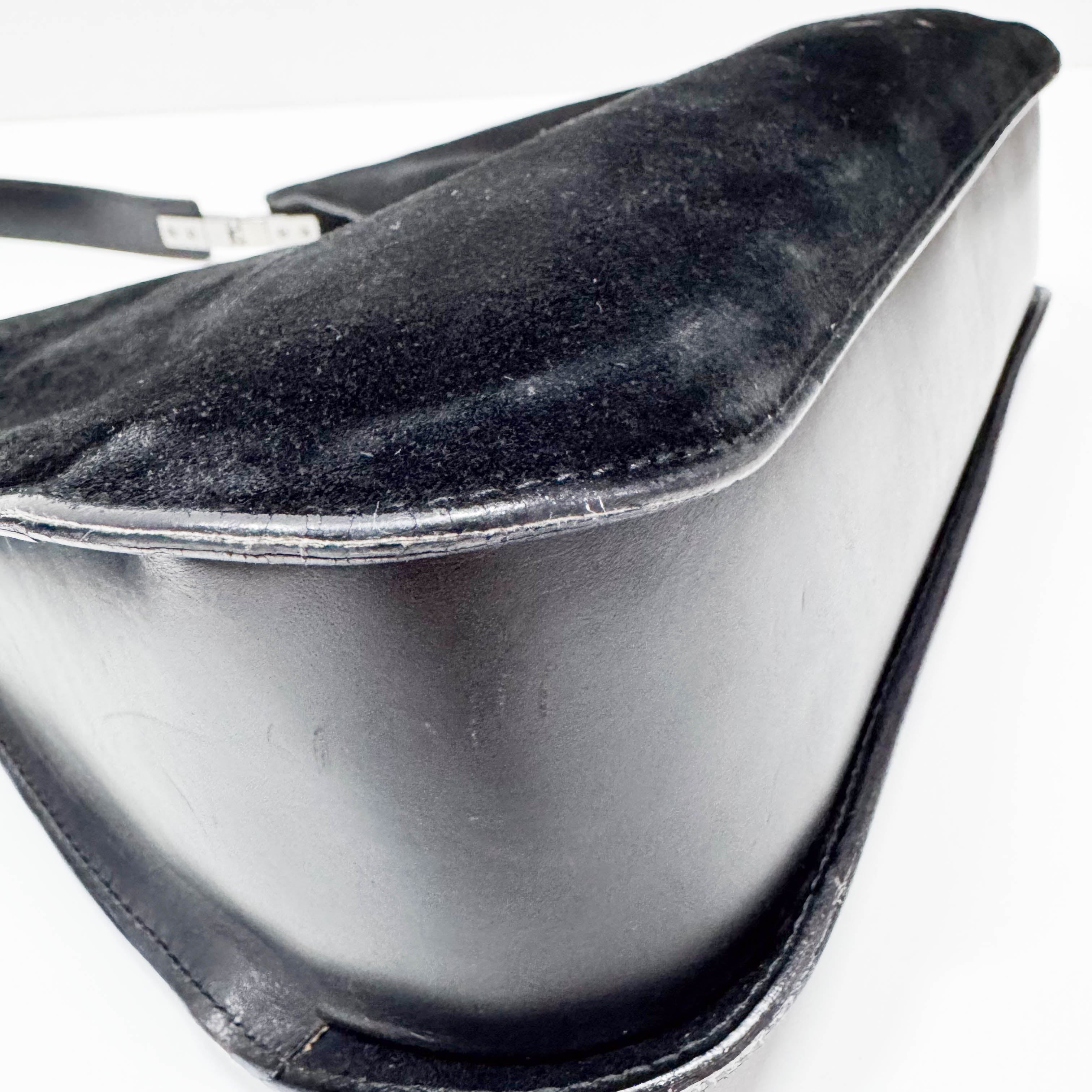 Black Suede Hobo Shoulder Bag