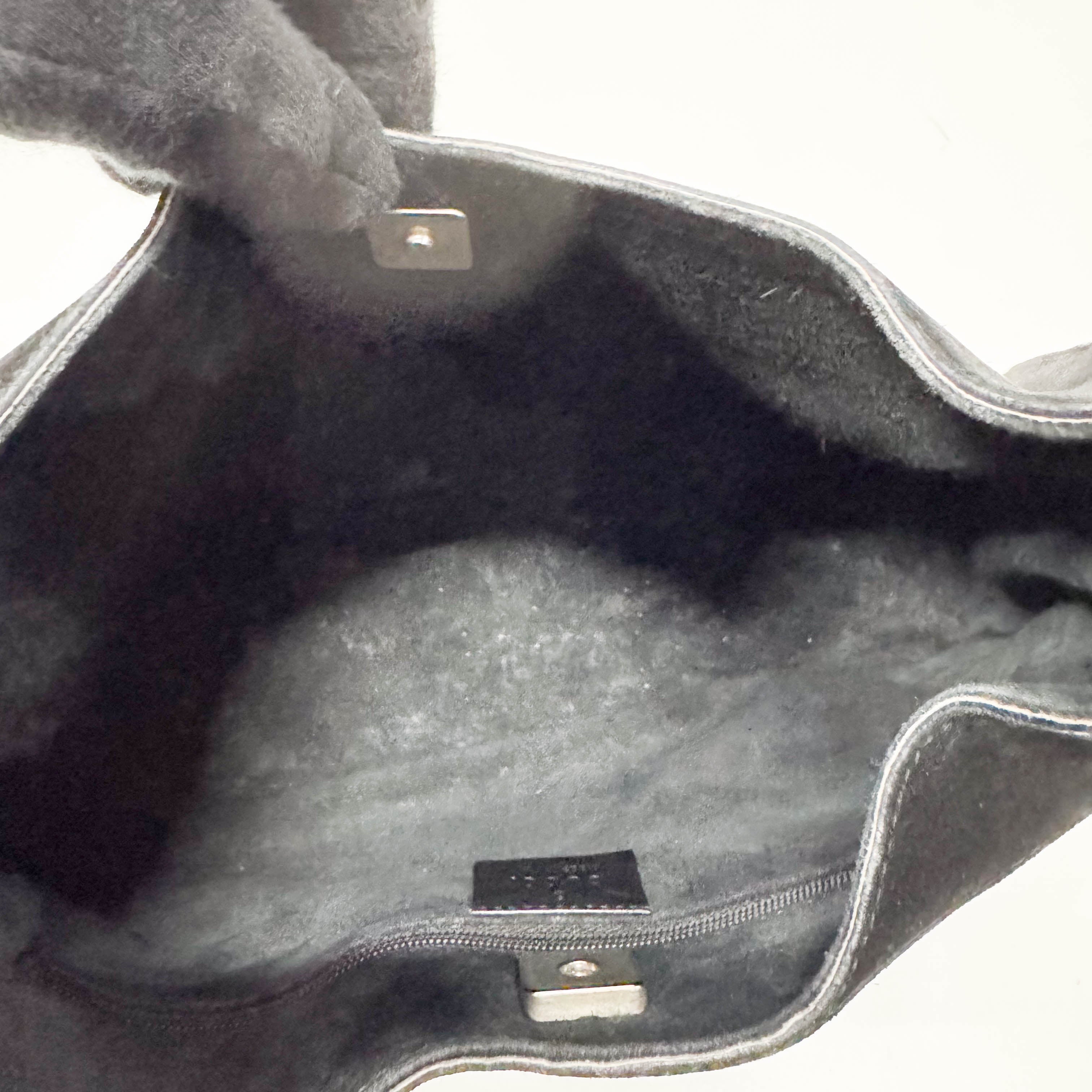 Black Suede Hobo Shoulder Bag