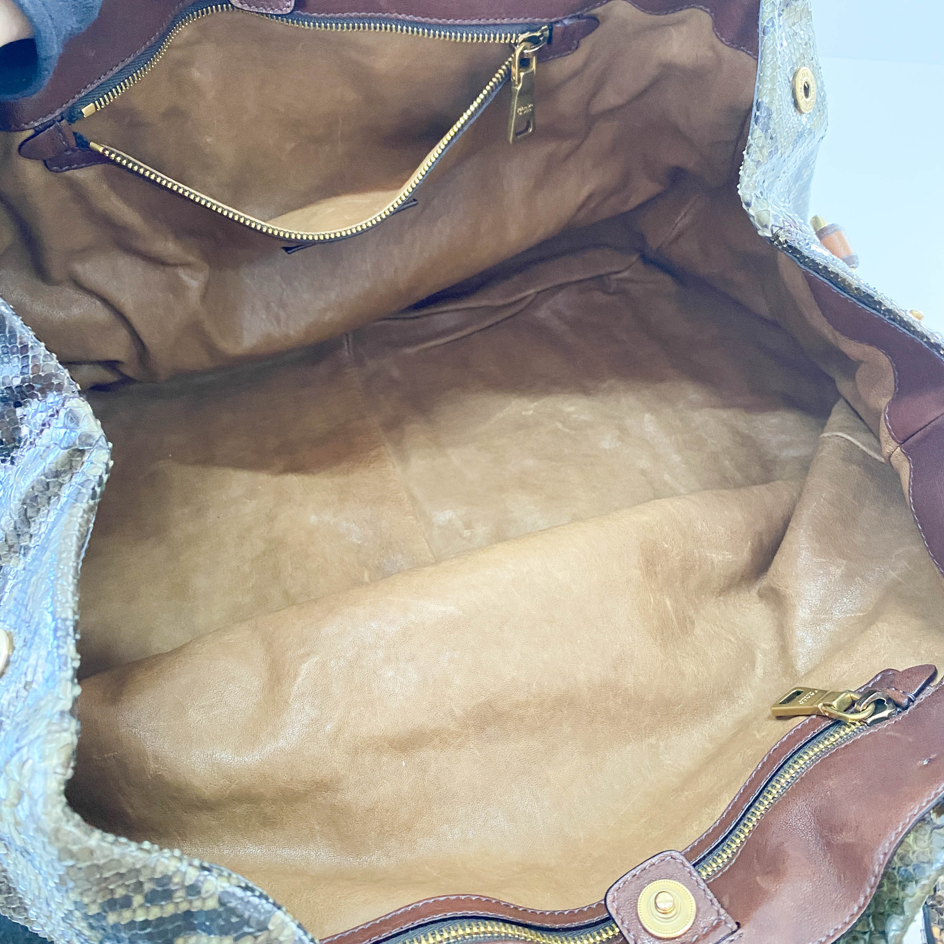 Green Lizard Leather Tote Bag