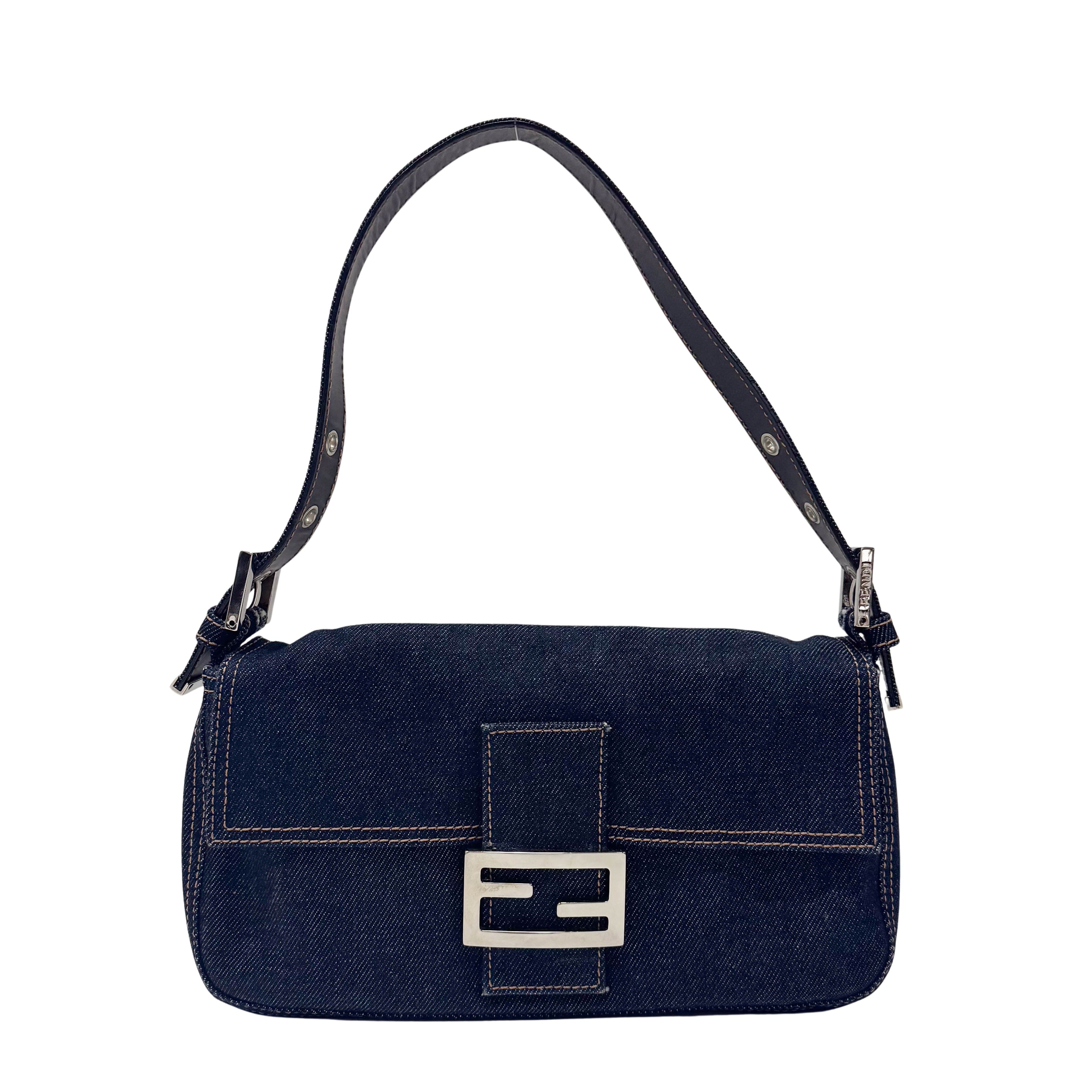Baguette Denim Shoulder Bag