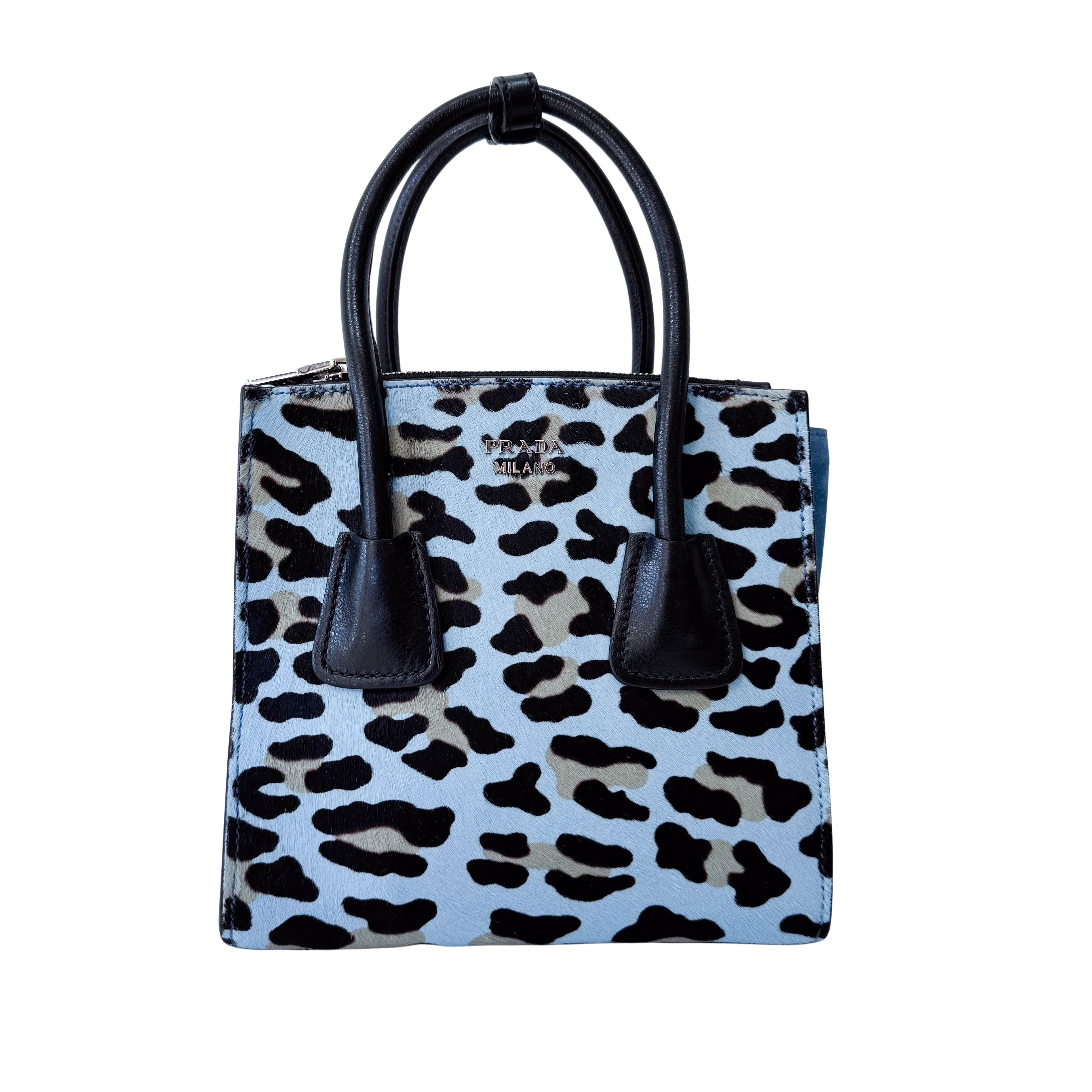 Blue Leopard Pony Hair Bag