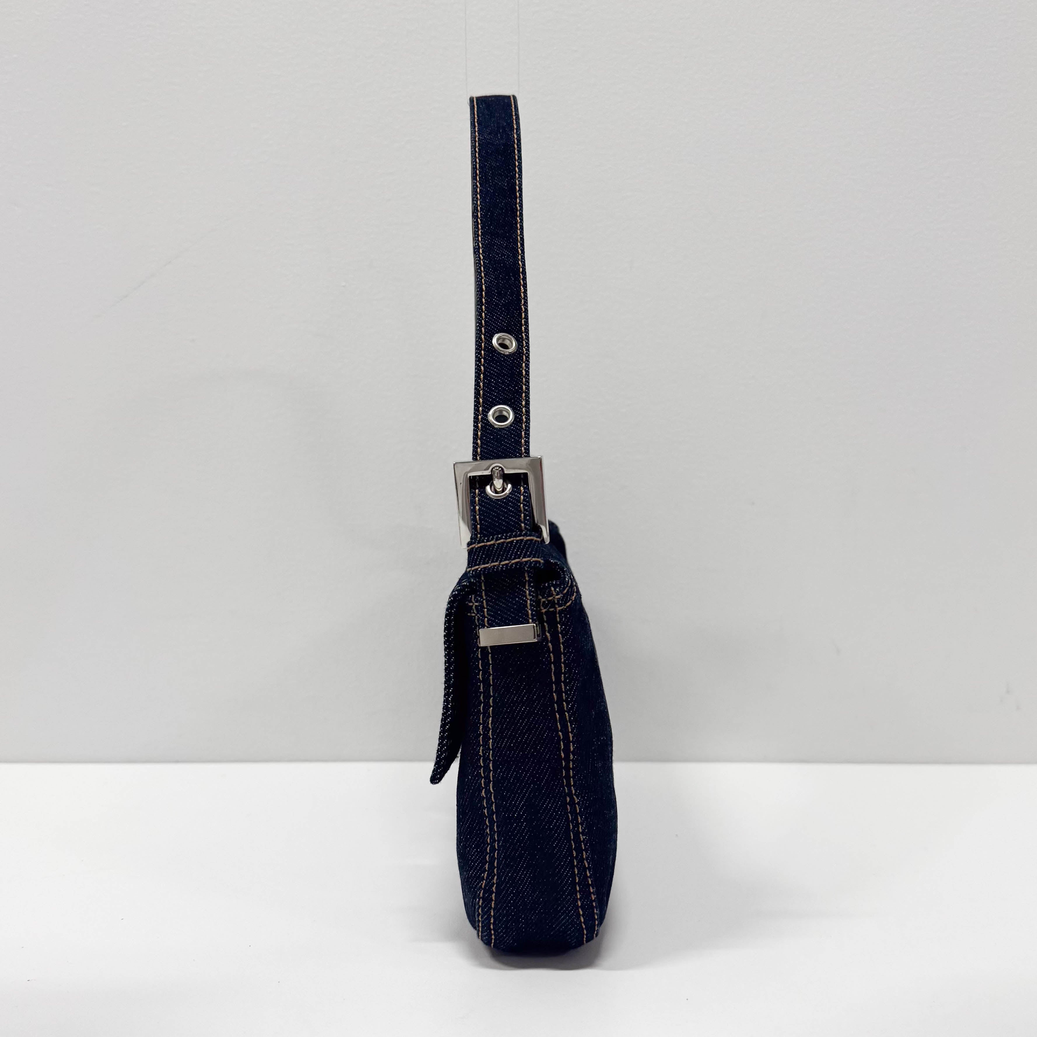 Baguette Denim Shoulder Bag