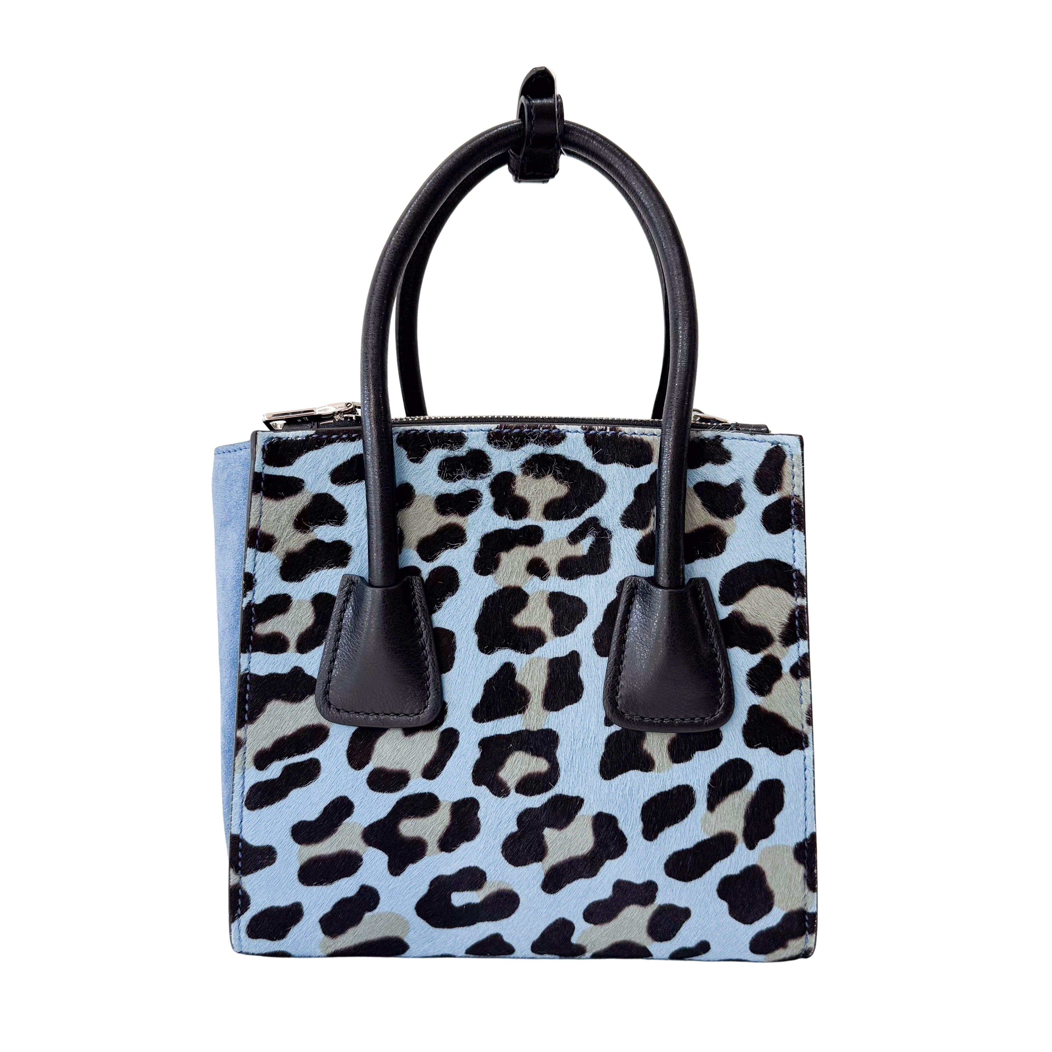 Blue Leopard Pony Hair Bag
