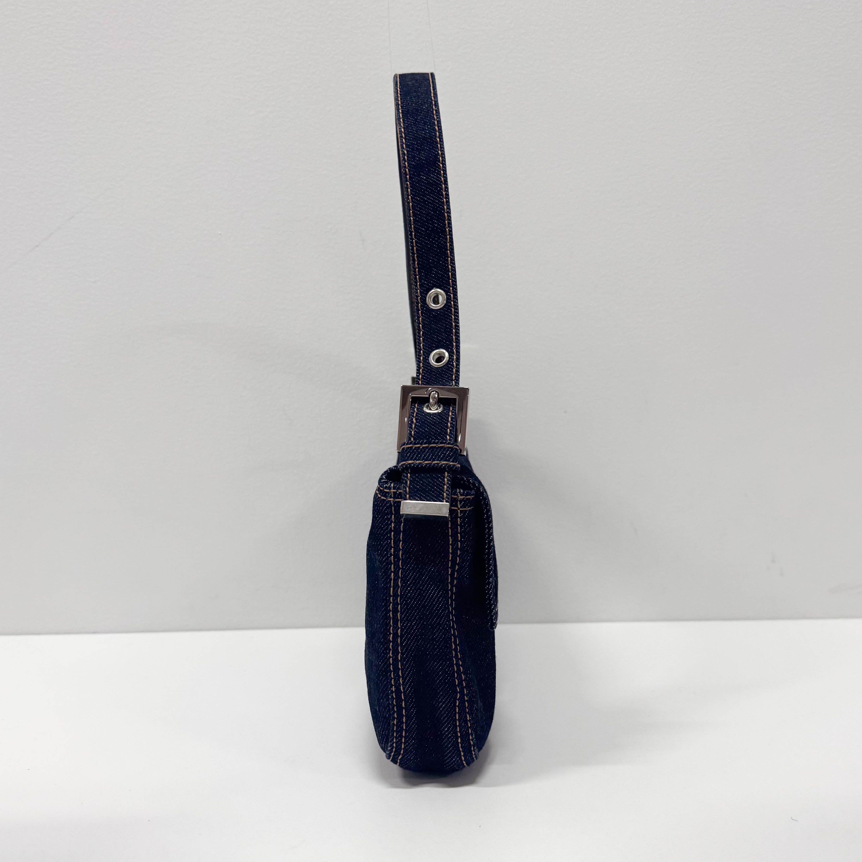 Baguette Denim Shoulder Bag