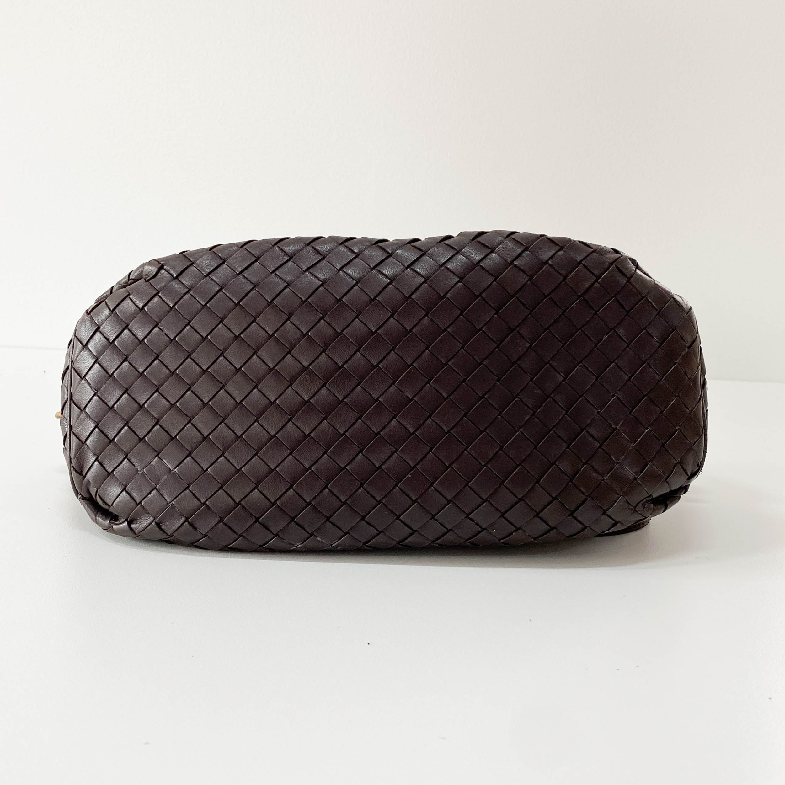 Intrecciato Brown Leather Shoulder Bag