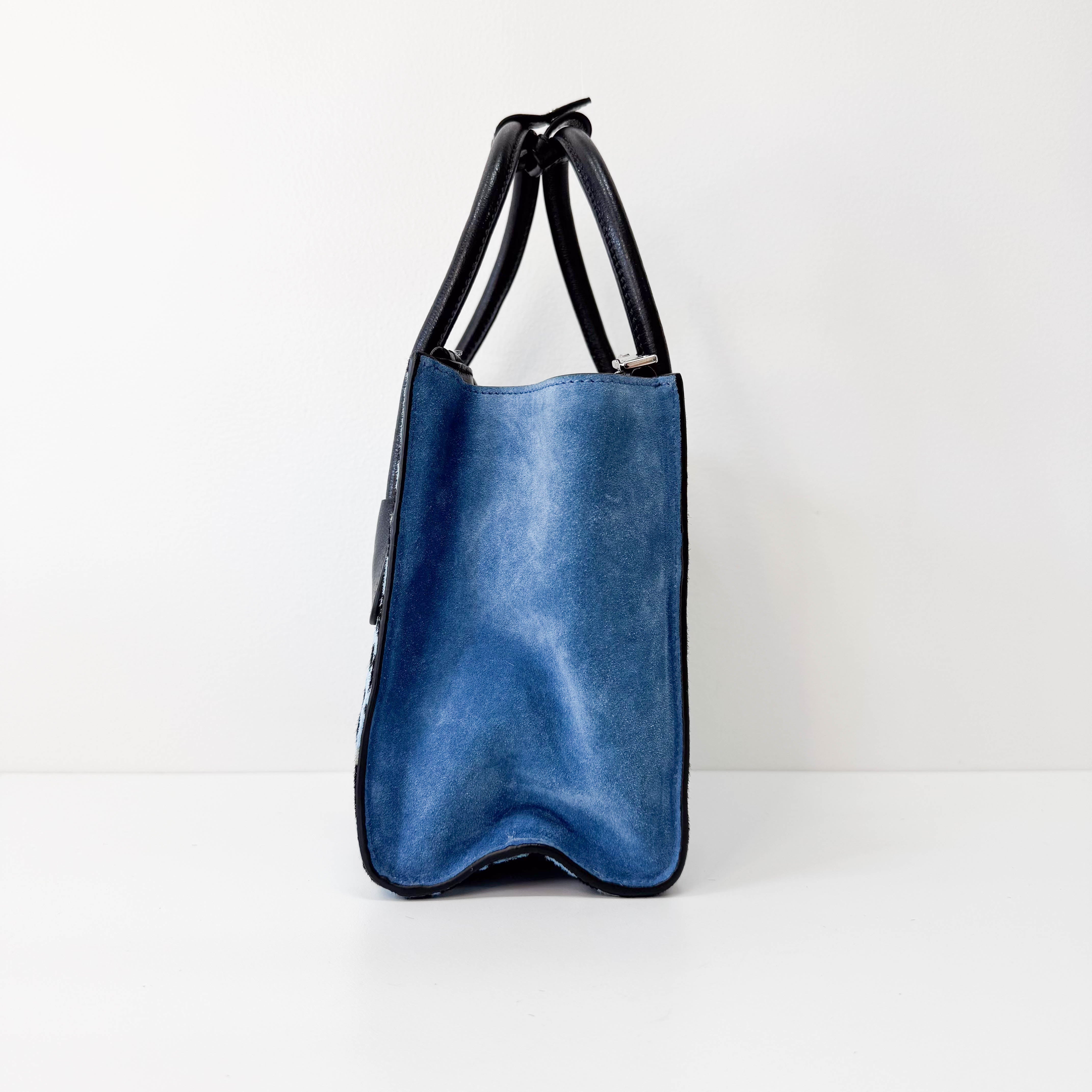 Blue Leopard Pony Hair Bag