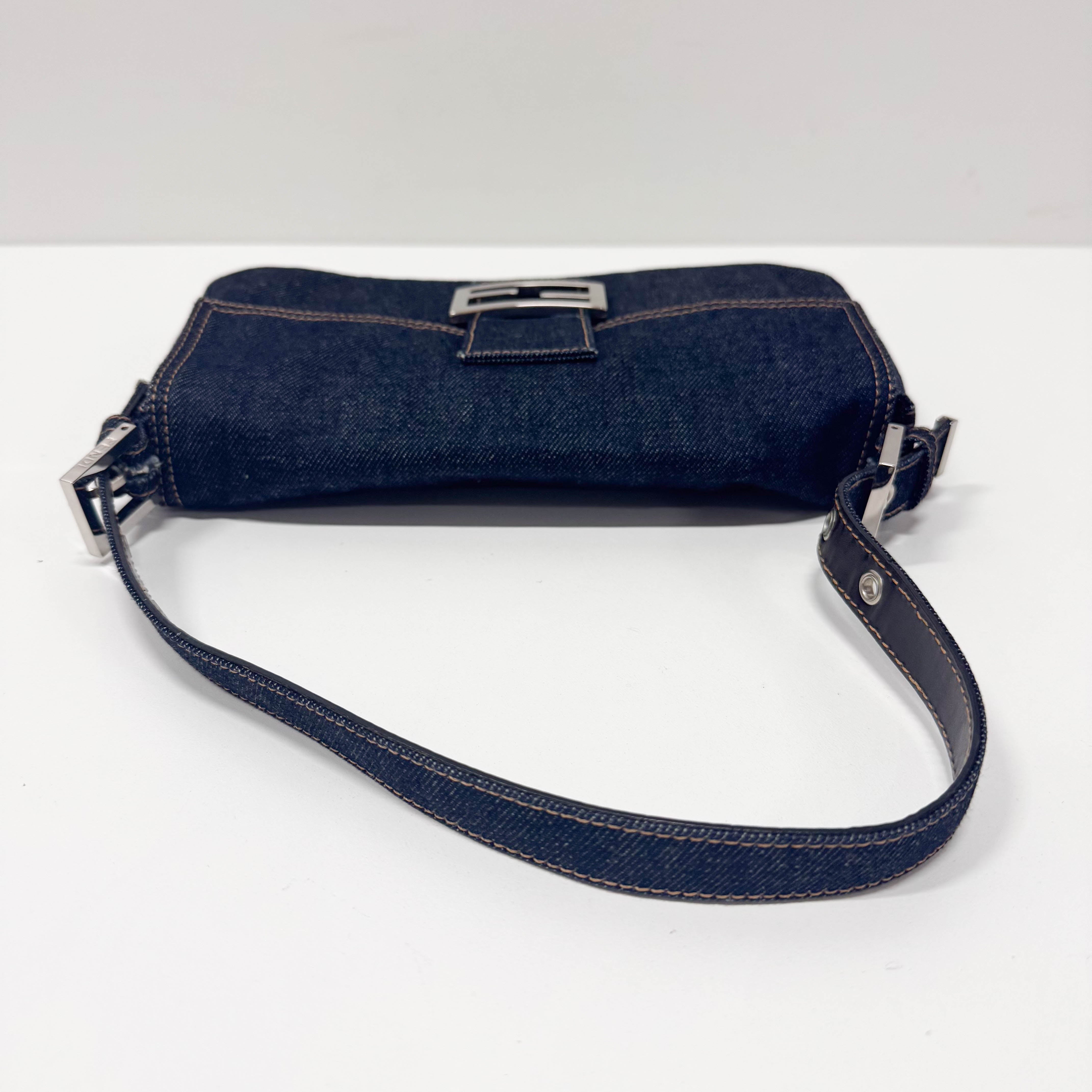 Baguette Denim Shoulder Bag