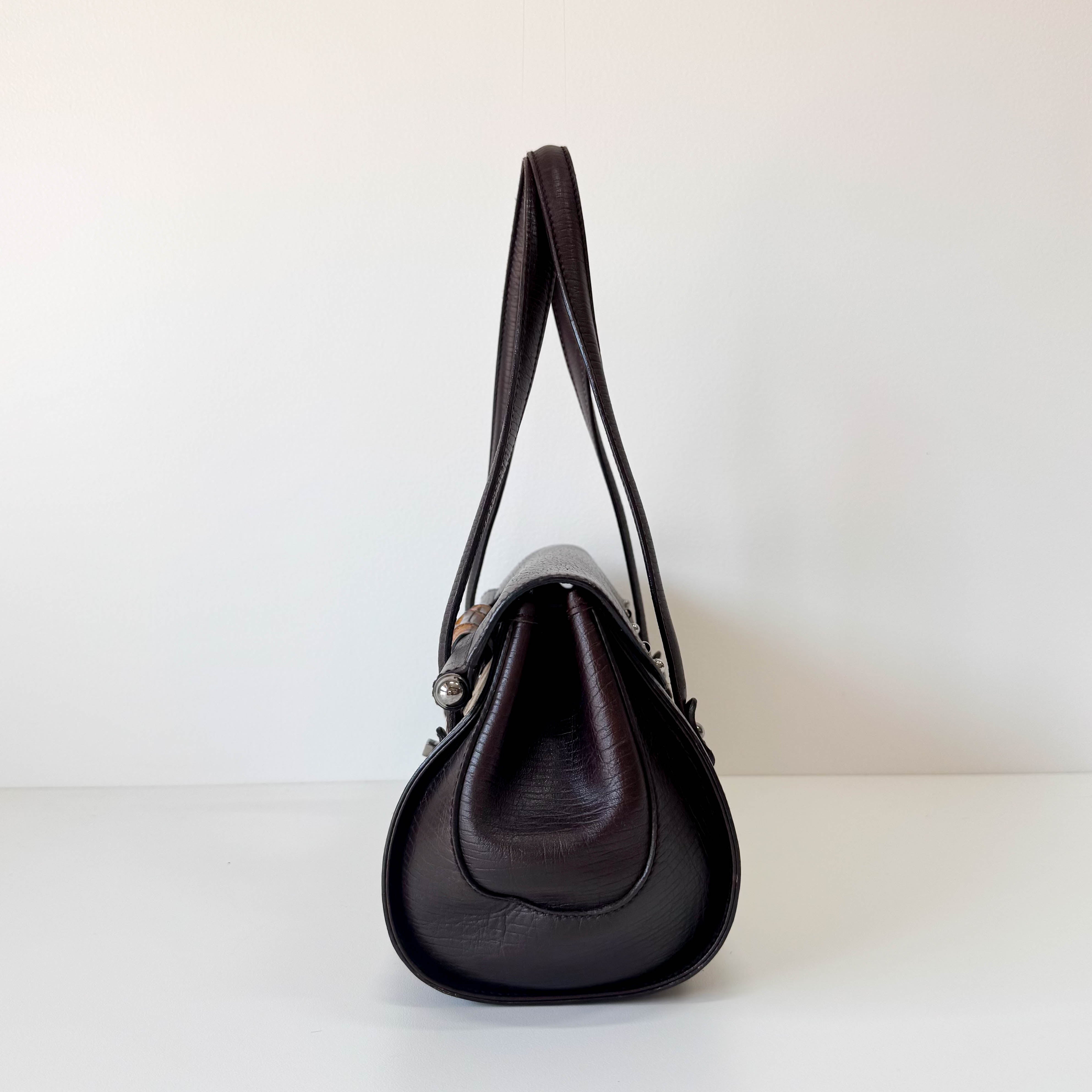 Bamboo GG Canvas Brown Leather Shoulder Bag