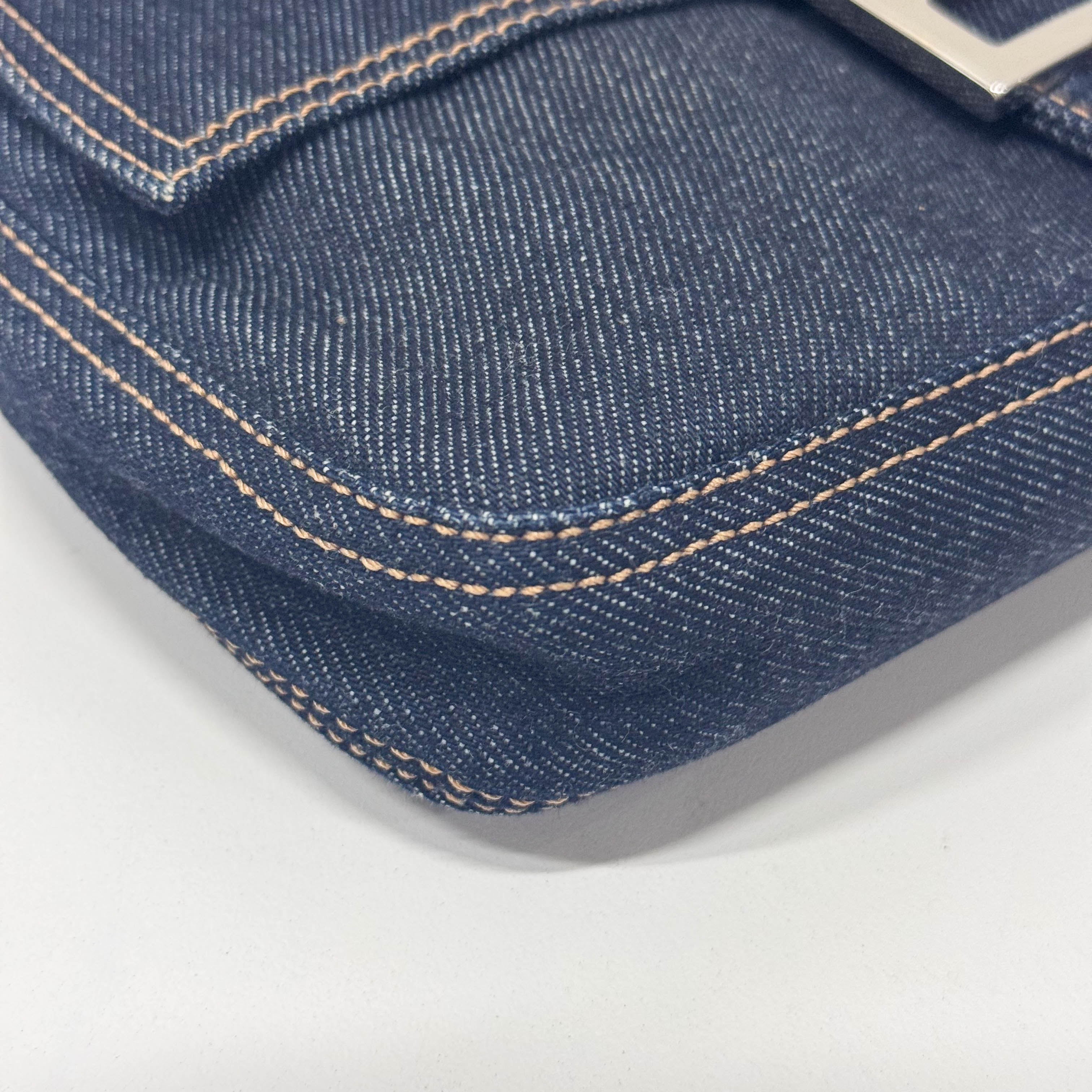 Baguette Denim Shoulder Bag