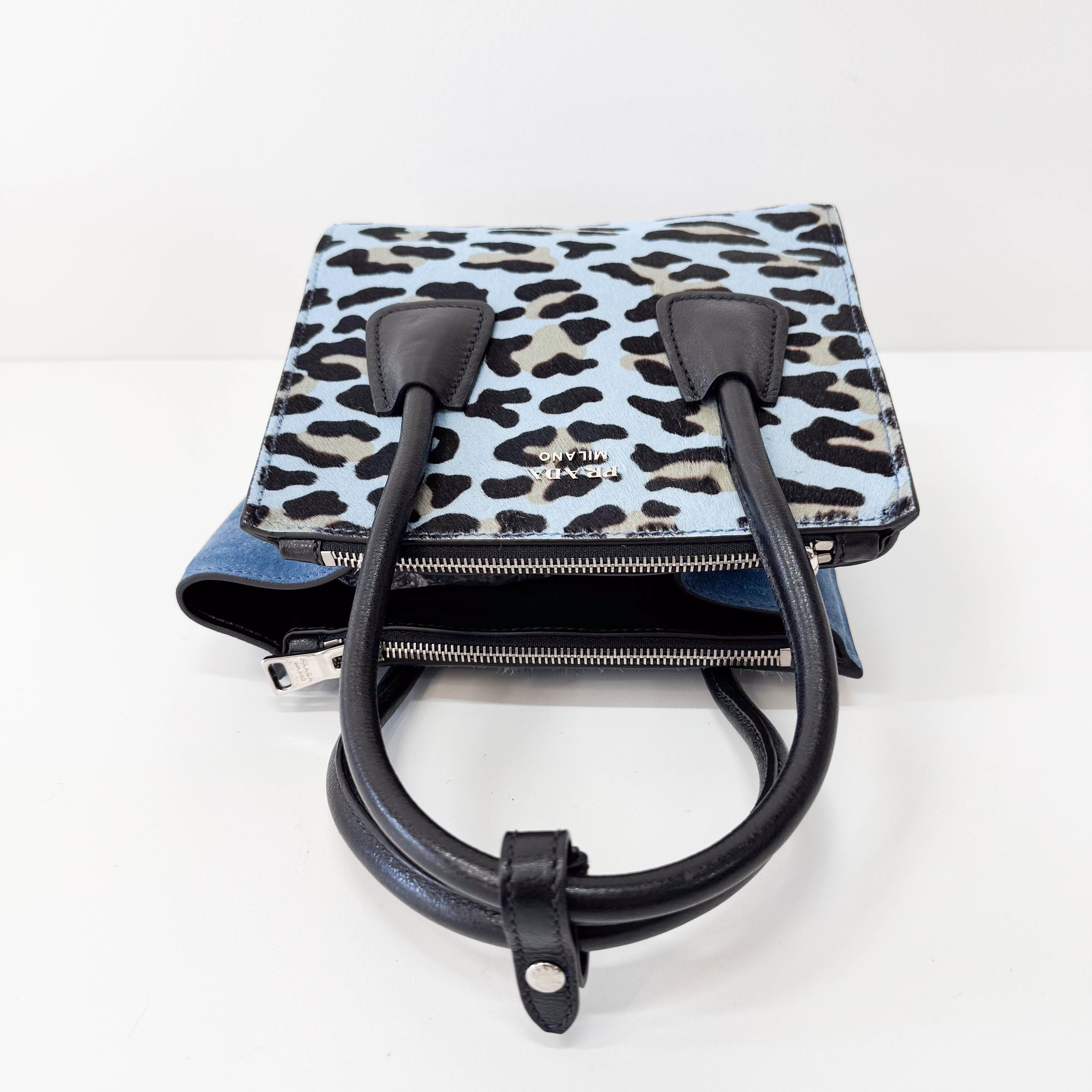 Blue Leopard Pony Hair Bag