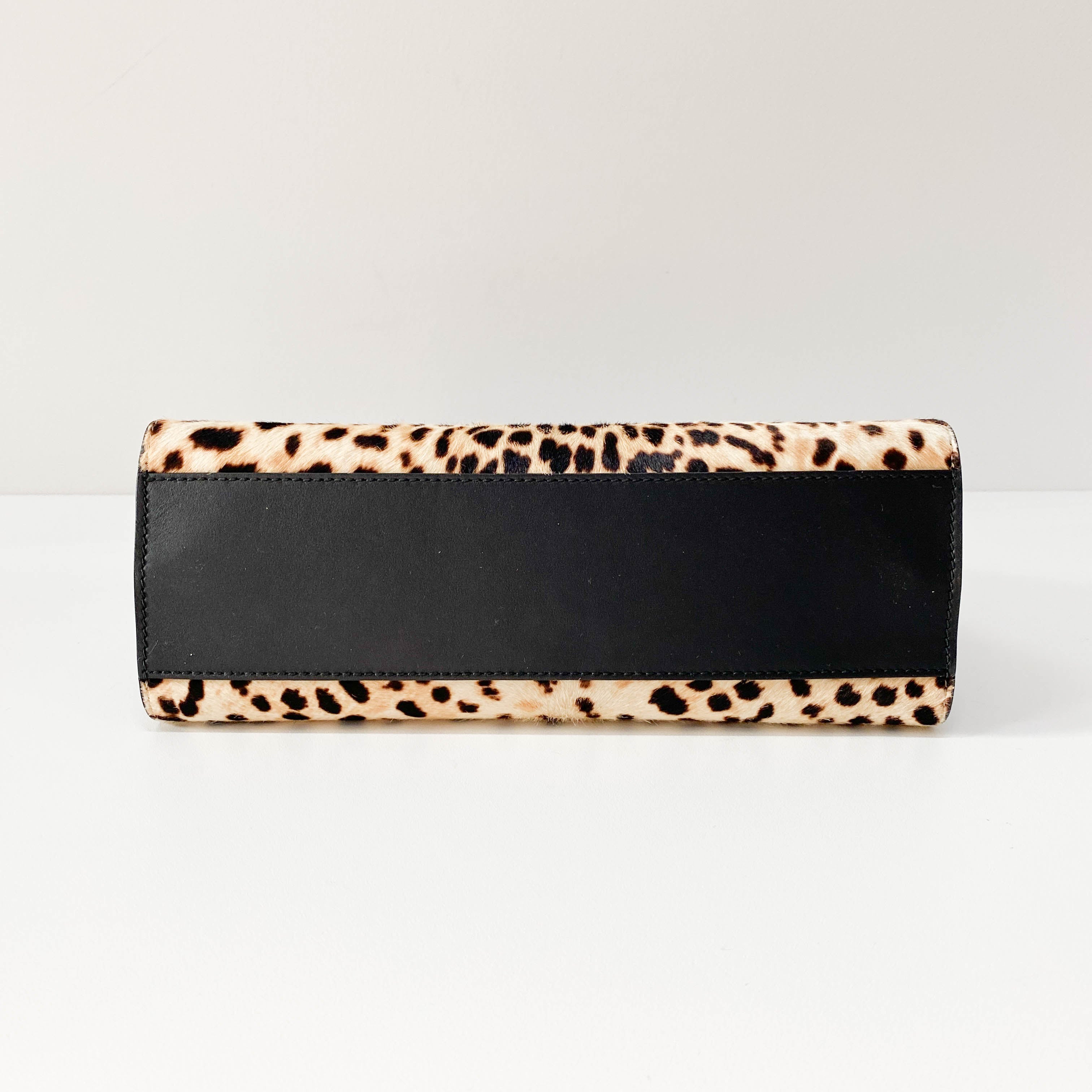 Nymphaea Leopard Calf Hair Bamboo Handle Bag