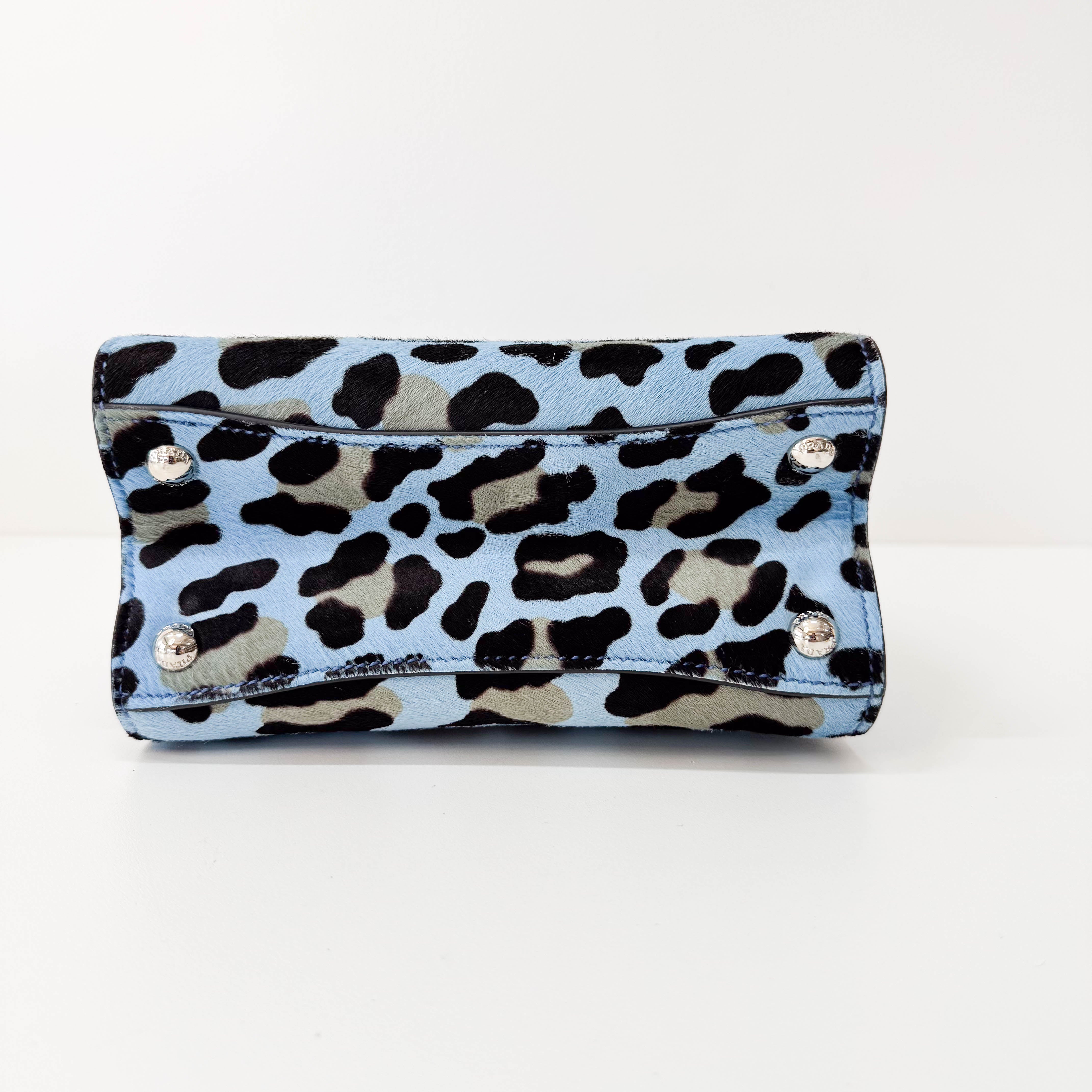 Blue Leopard Pony Hair Bag