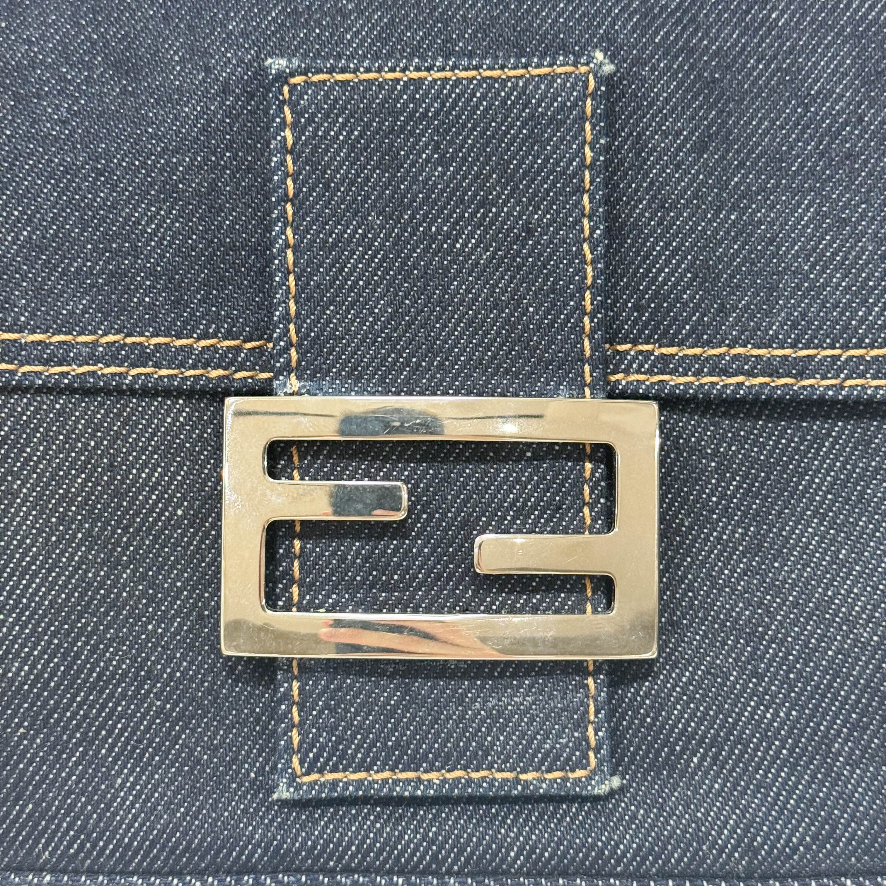Baguette Denim Shoulder Bag