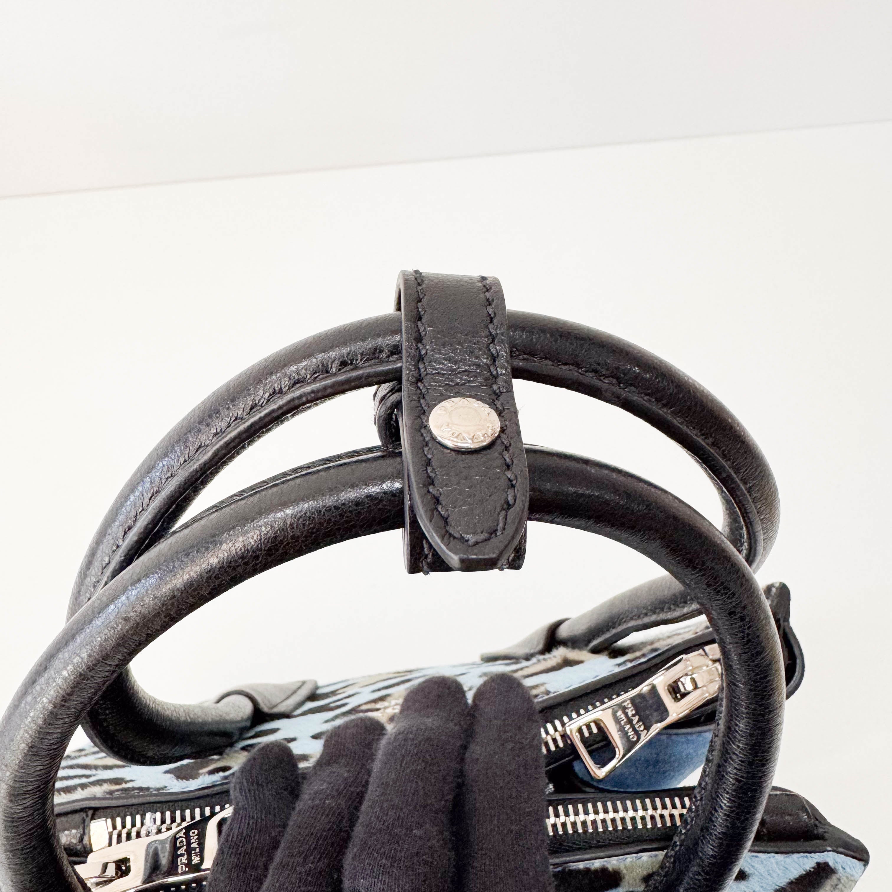 Blue Leopard Pony Hair Bag