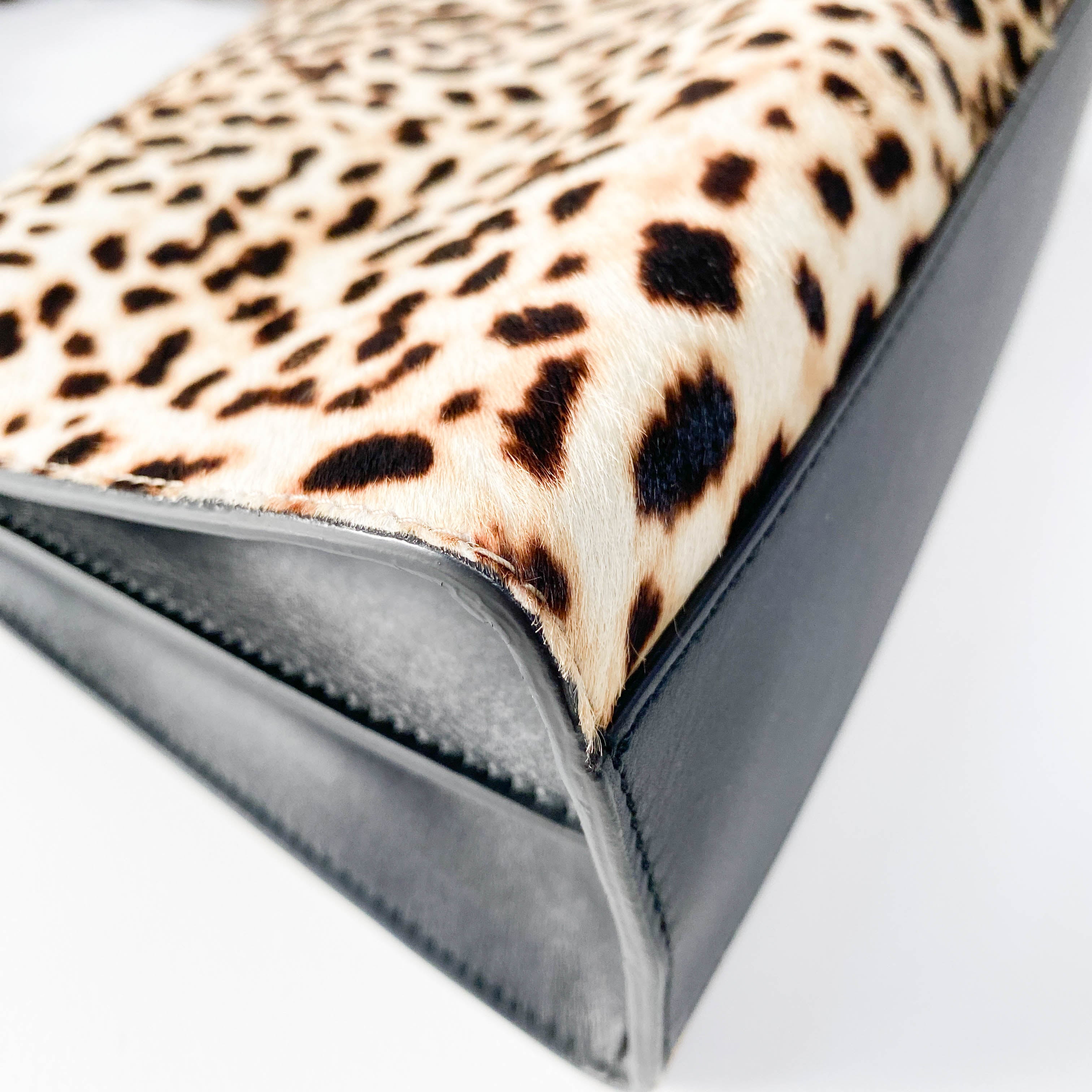 Nymphaea Leopard Calf Hair Bamboo Handle Bag