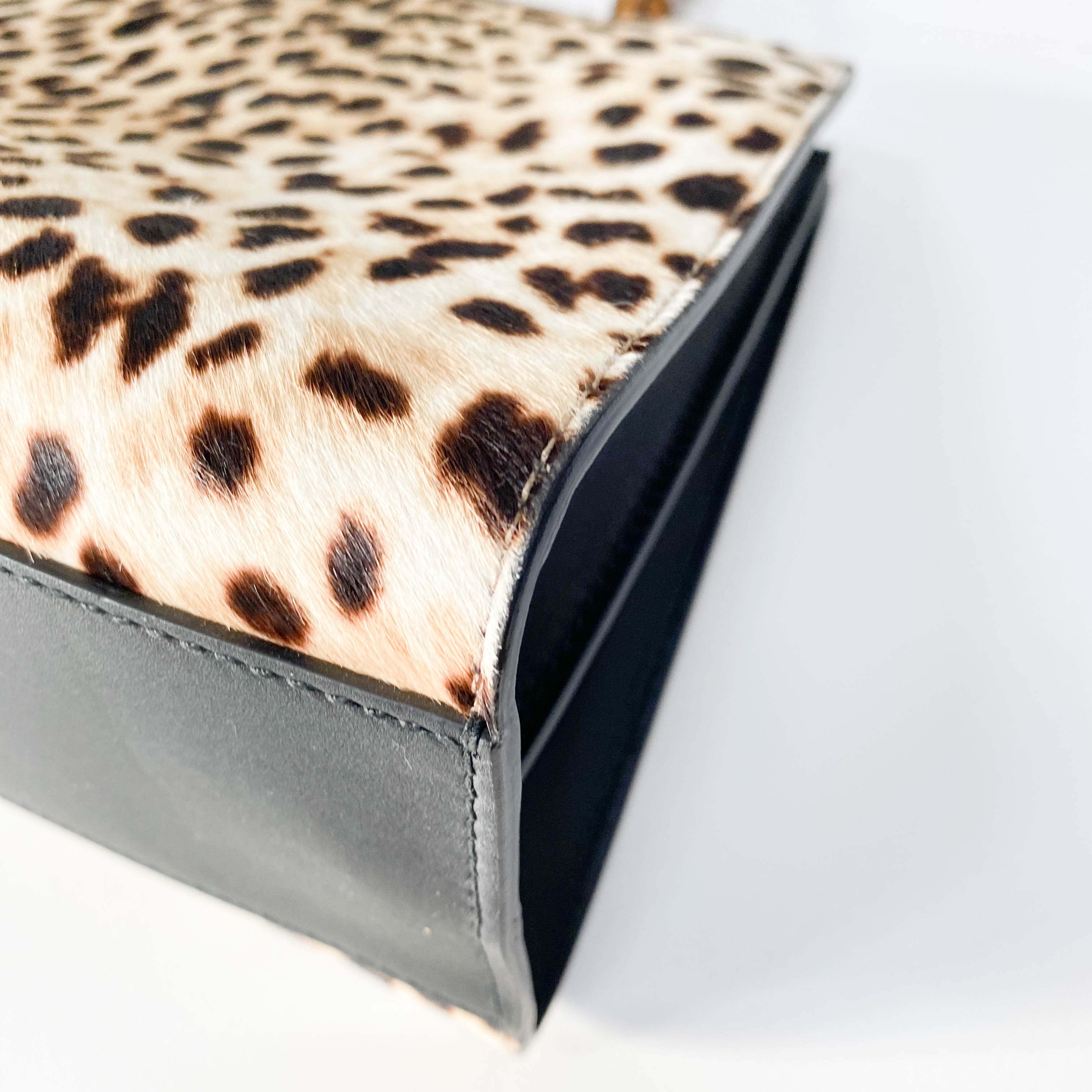 Nymphaea Leopard Calf Hair Bamboo Handle Bag