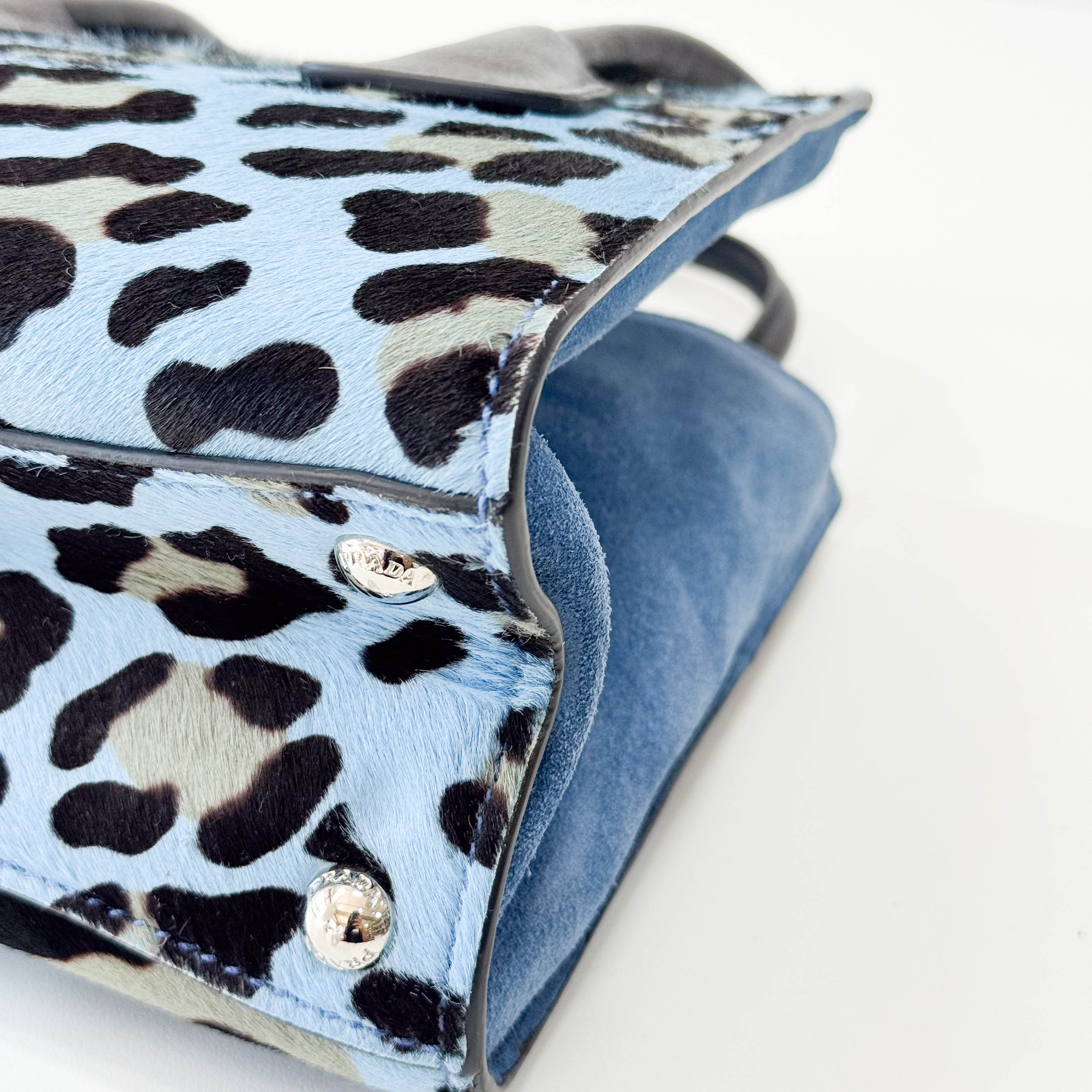 Blue Leopard Pony Hair Bag