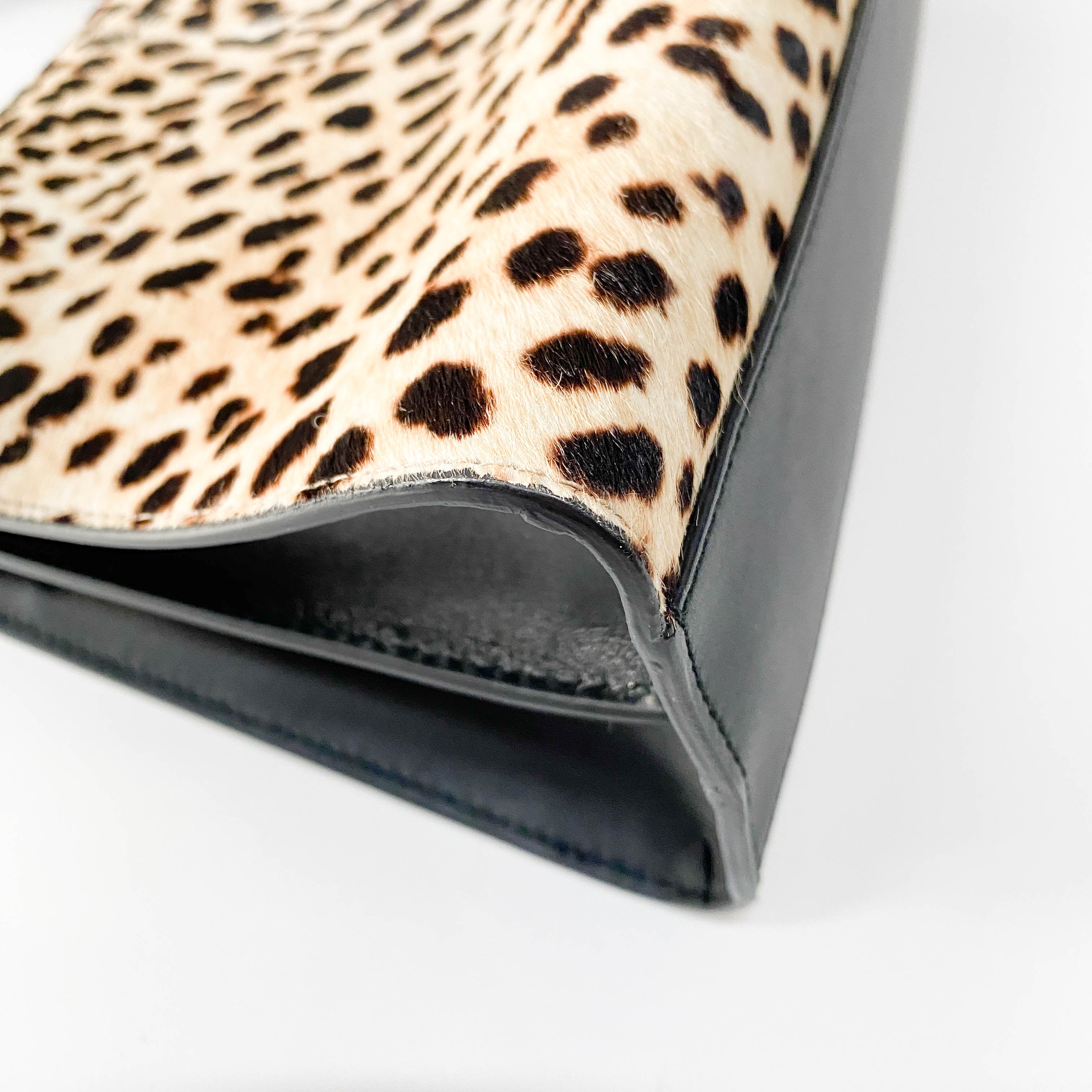 Nymphaea Leopard Calf Hair Bamboo Handle Bag