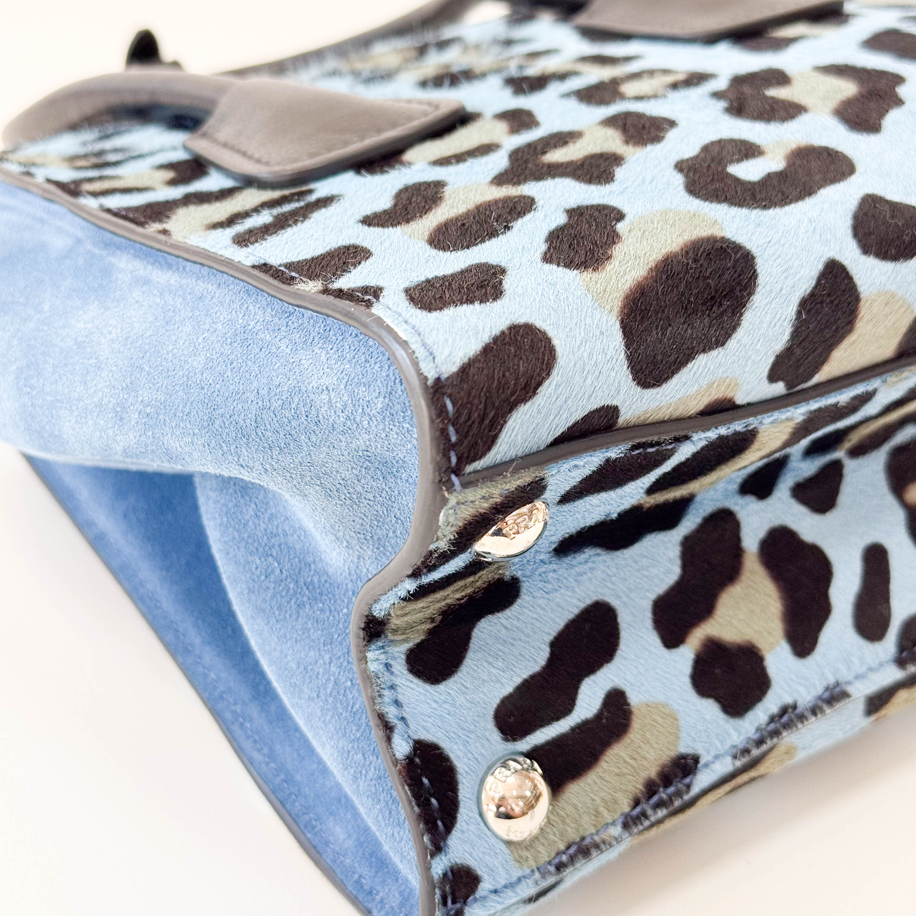 Blue Leopard Pony Hair Bag