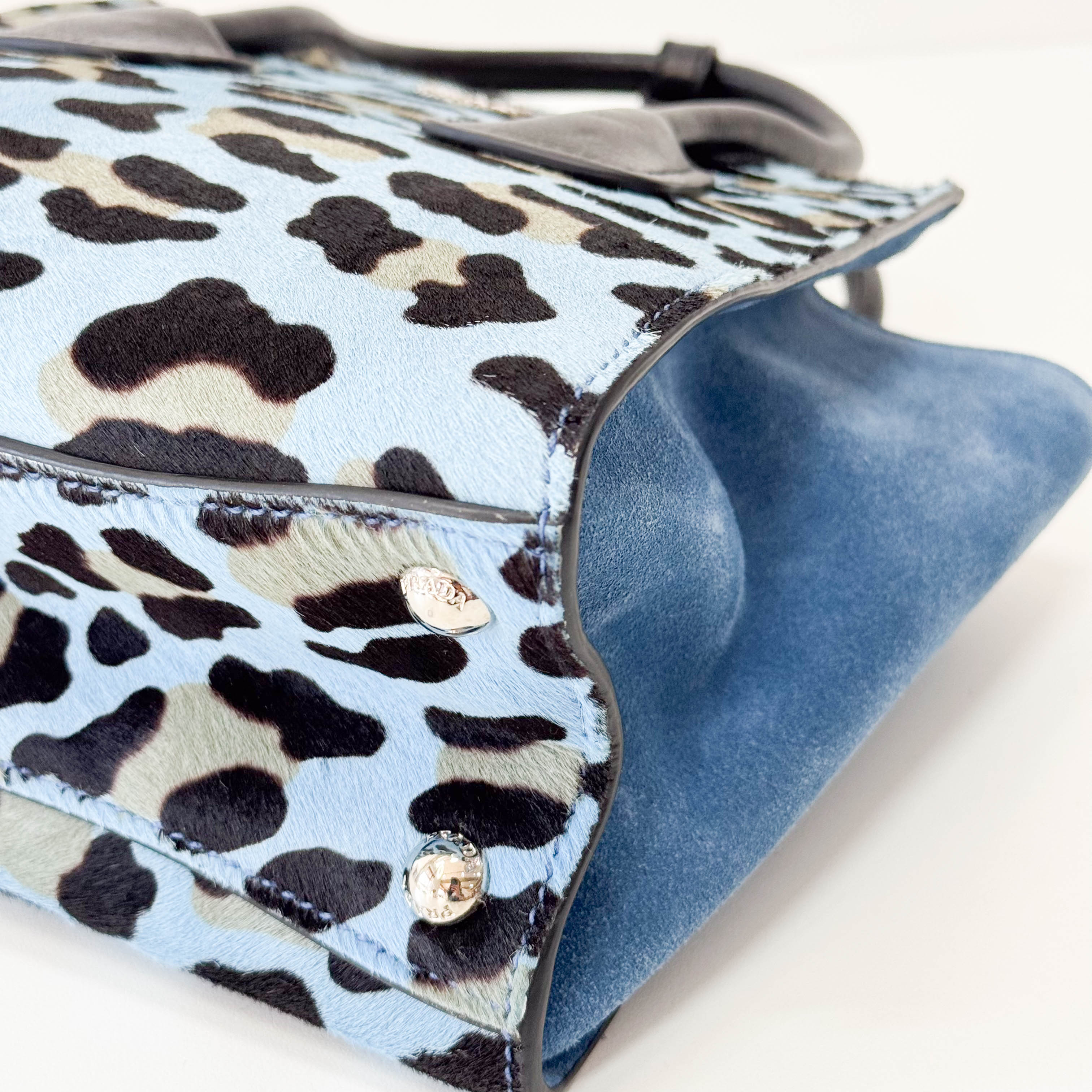 Blue Leopard Pony Hair Bag