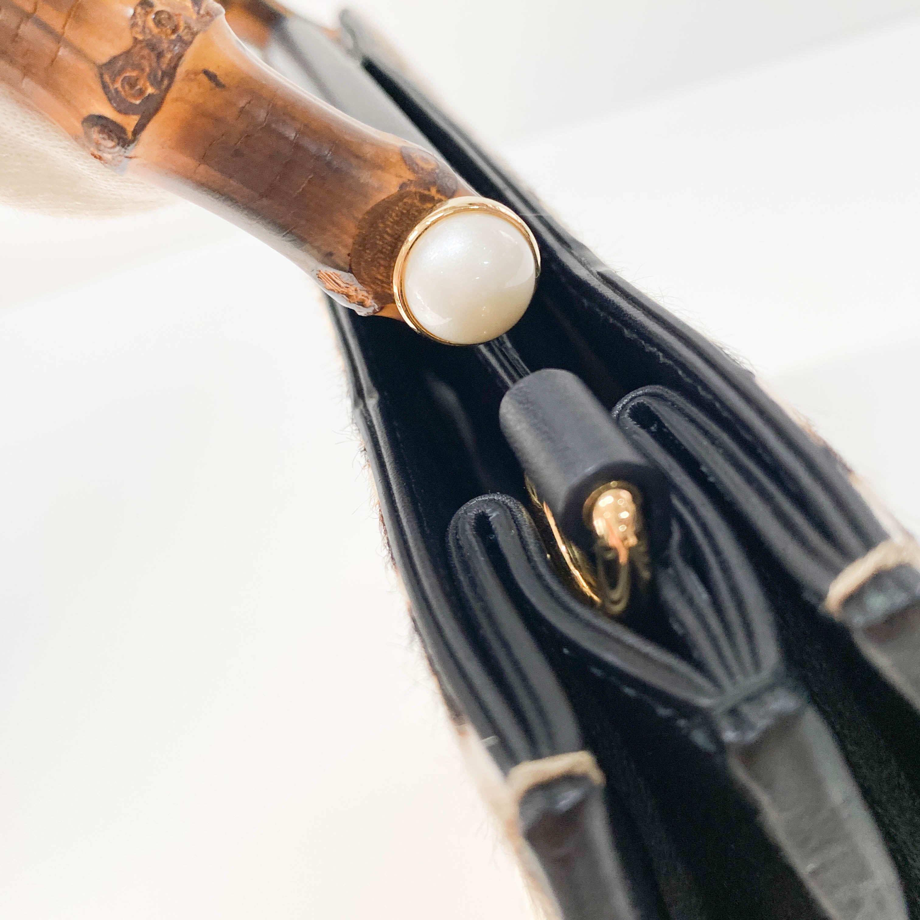 Nymphaea Leopard Calf Hair Bamboo Handle Bag