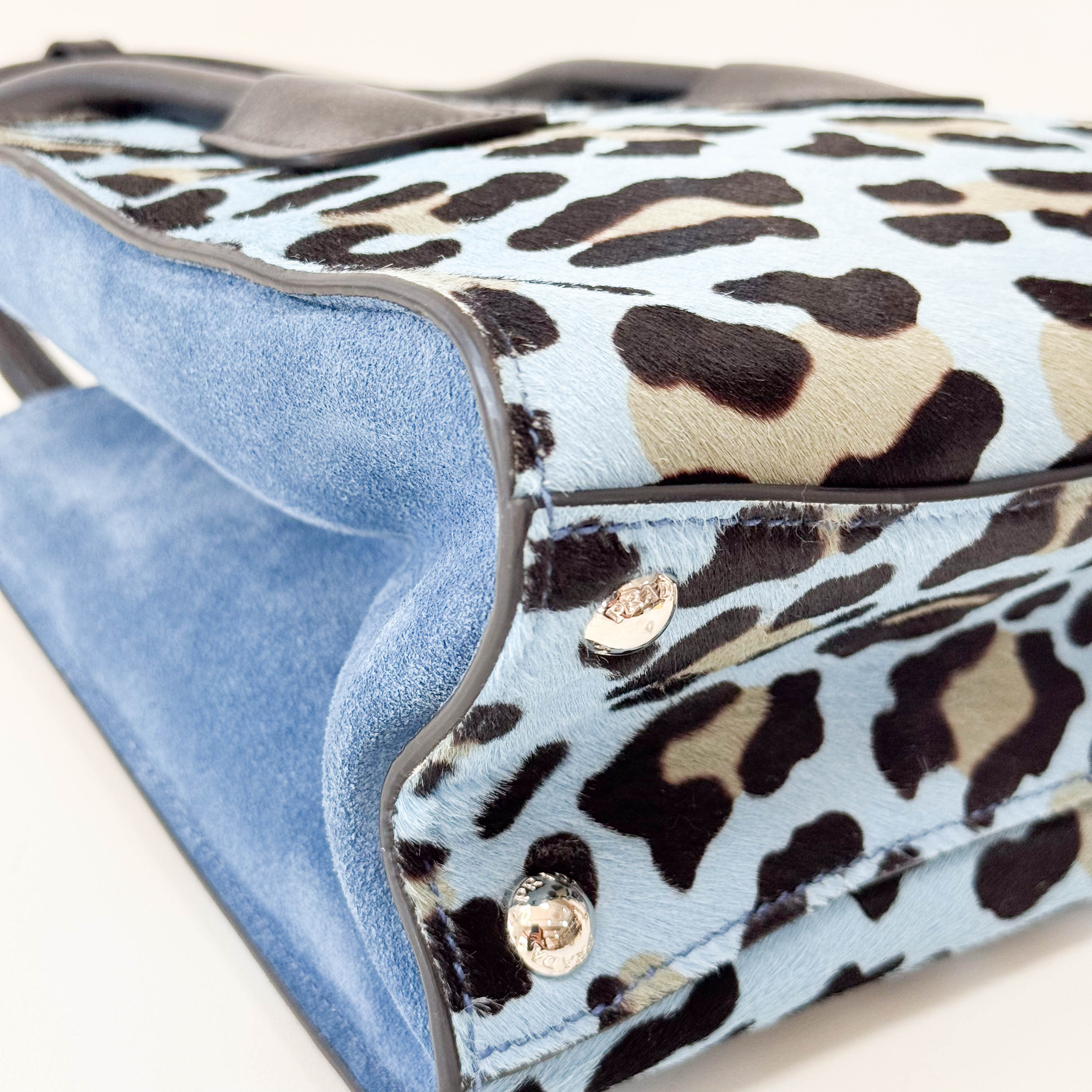 Blue Leopard Pony Hair Bag